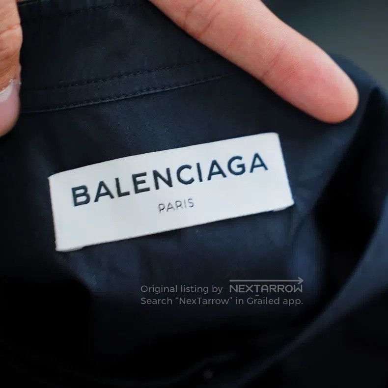 Balenciaga Balenciaga Dark Blue Back Logo Shirt Size XXS / US 00 / IT 34 - 3 Thumbnail