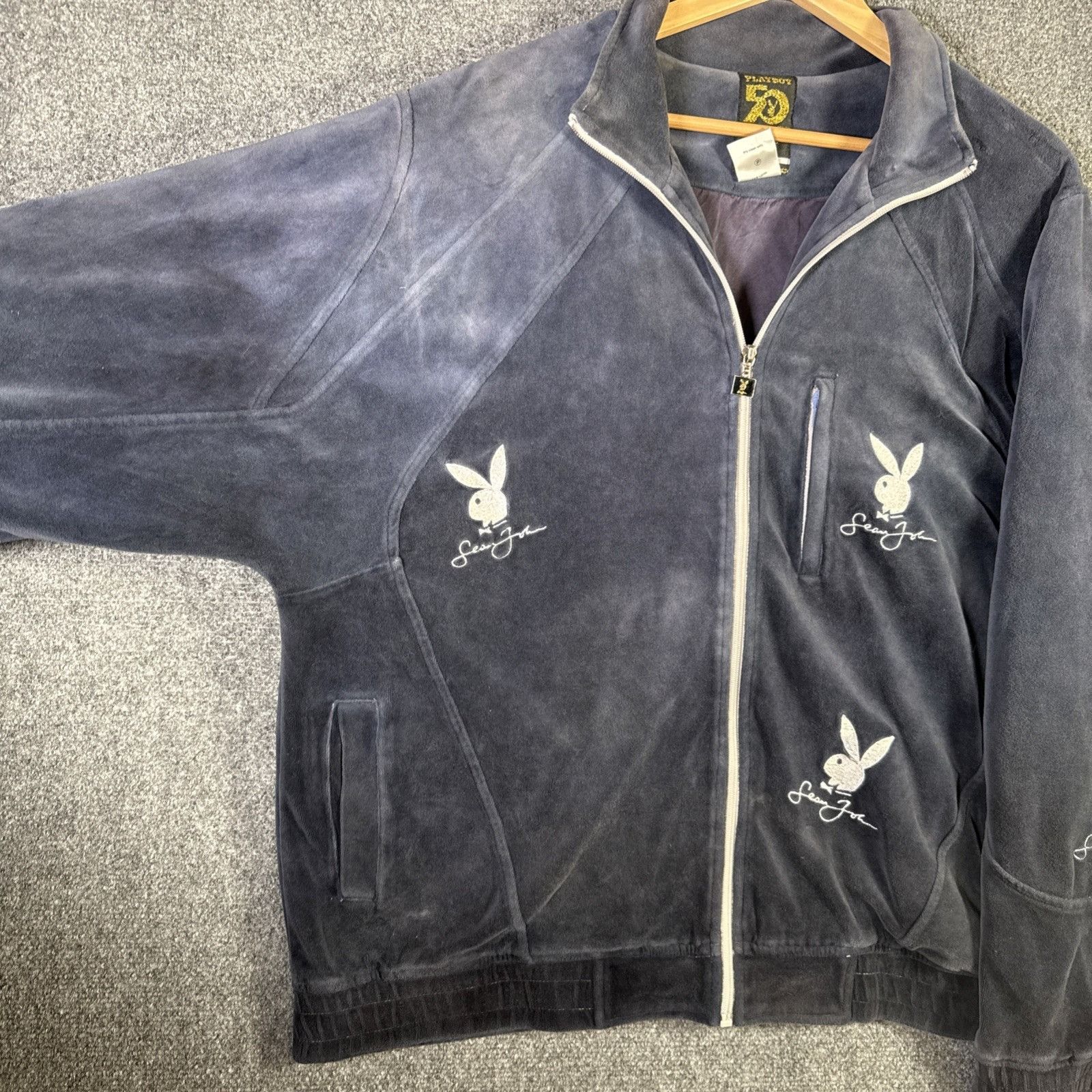Playboy Vintage Playboy Jacket Adult Large Navy 90s Velvet Zip Up Size US L / EU 52-54 / 3 - 4 Thumbnail