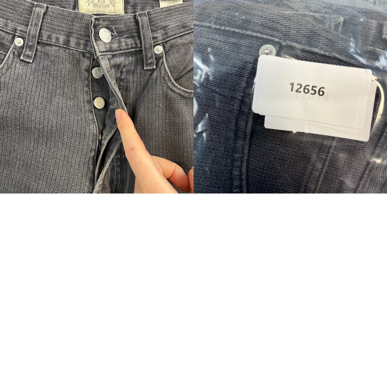 Vintage VINTAGE Armani Jeans Jeans Relaxed 30 30 Grey Italy Mens Straight 5-Pocket Denim Button Closure Dark Grey Herringbone Fashion Everyday Comfort Size US 30 / EU 46 - 9 Thumbnail