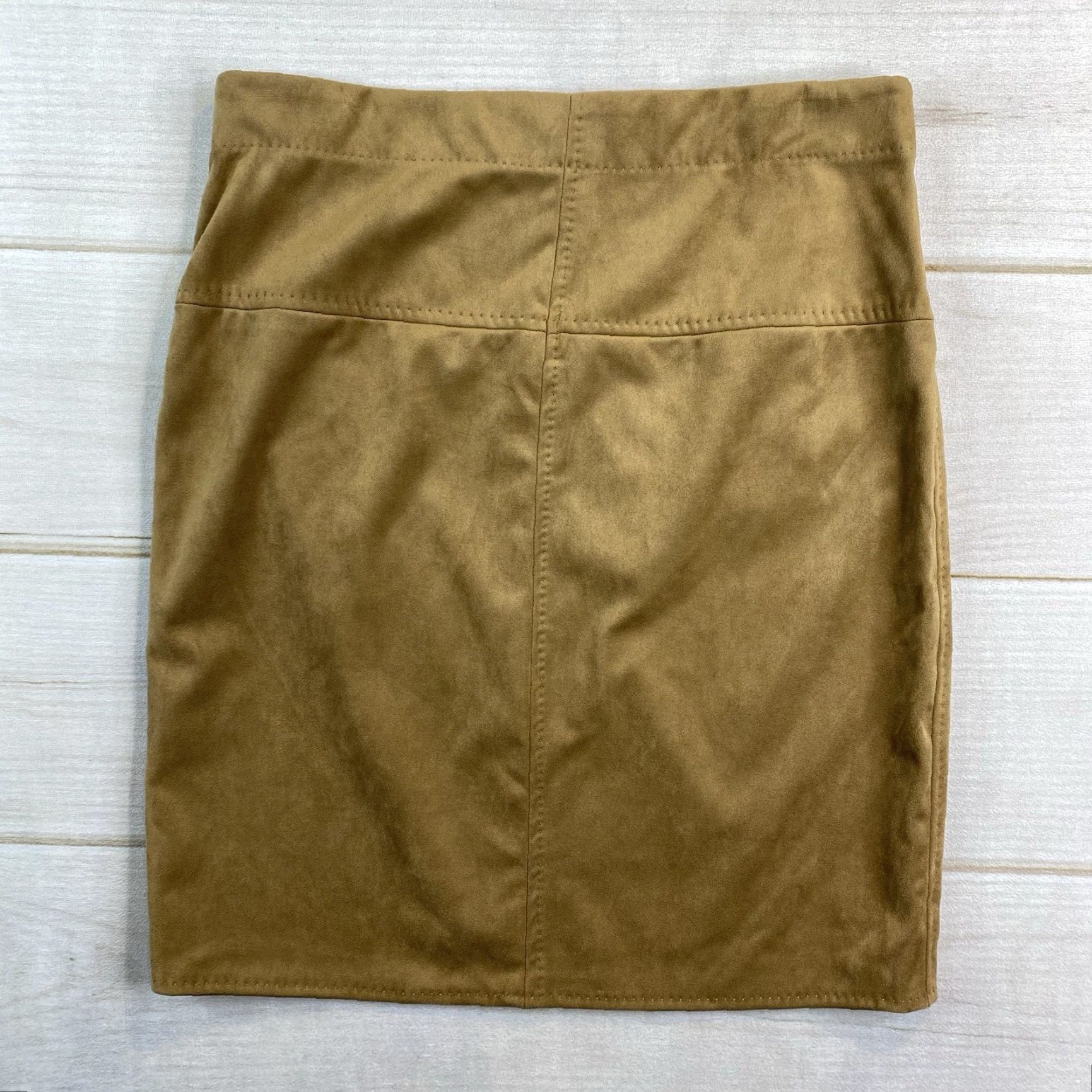 Vintage Max Studio Skirt Size S Brown Faux Suede Stretch Above Knee Unlined NWT Size 28" / US 6 / IT 42 - 6 Thumbnail
