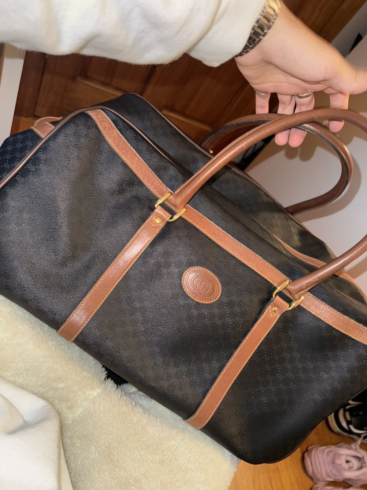 Gucci Vintage Rare AUTHENTIC Gucci Duffle Bag Size ONE SIZE - 7 Thumbnail