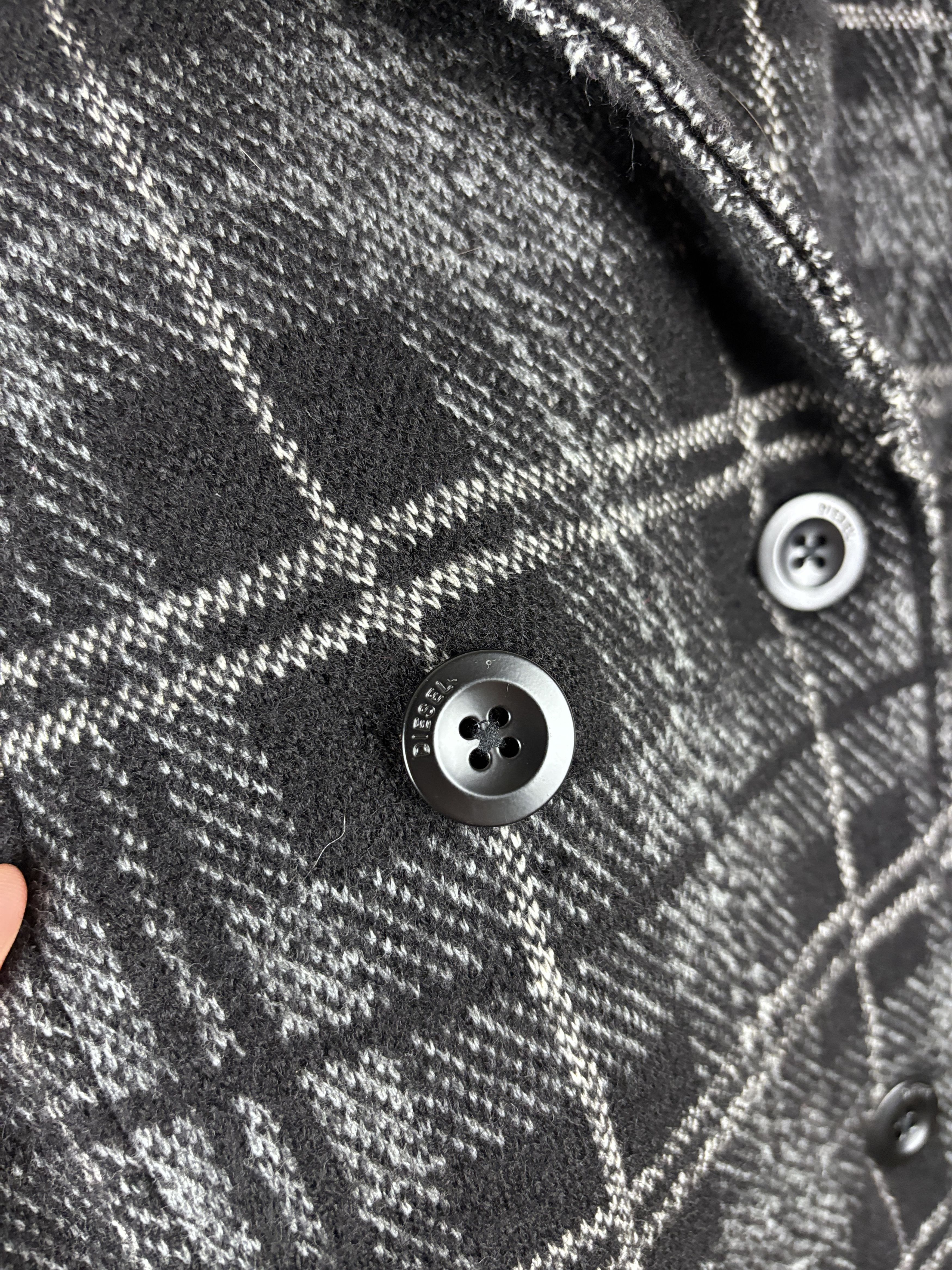 Diesel Diesel Double-Breasted Check Wool Cotton Coat Gray Black S Size S / US 4 / IT 40 - 7 Thumbnail