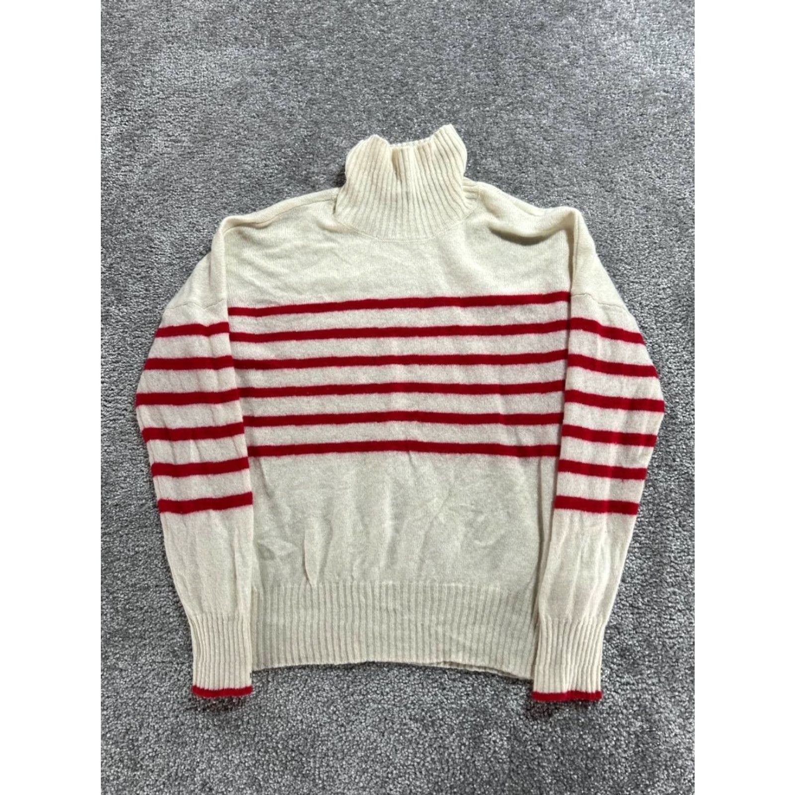Vineyard Vines Vineyard Vines Cashmere Sweaters Womens Small Beige Stripes Cable Knit Mock Neck Pullover Casual Winter, Spring, Fall Modern Size S / US 4 / IT 40 - 2 Thumbnail