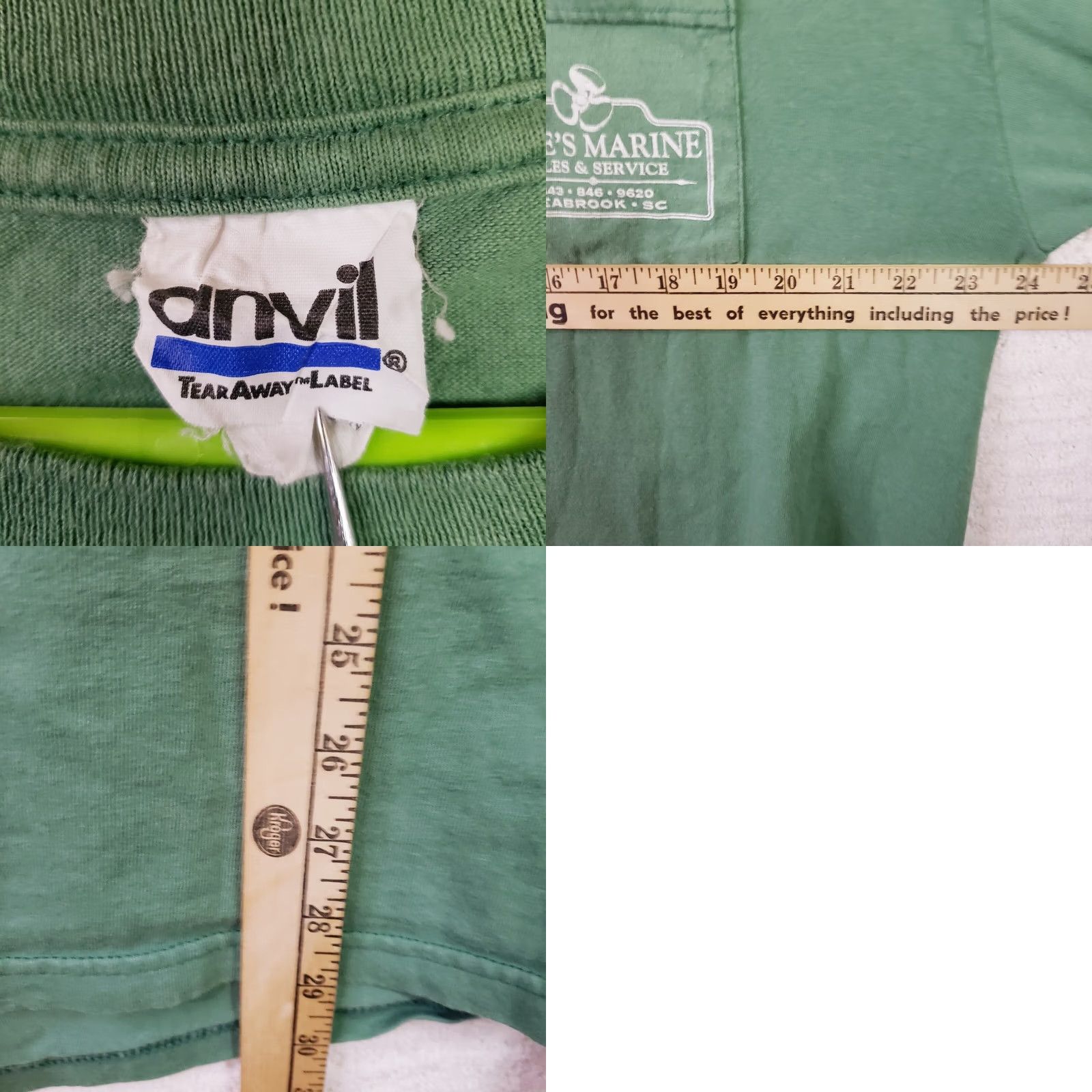 Anvil Mike's Marine Men XL Green T-Shirt Tee Short Sleeve Graphic Pocket Front Back Logo Floral Lowcountry Pluff Beaufort SC Adidas Performance Tee Mens Size US XL / EU 56 / 4 - 9 Thumbnail