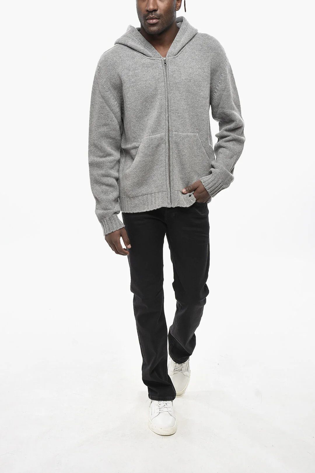 Palm Angels og1mm0326 Hoodie CURVED LOGO With Front Zip in Grey Size US XL / EU 56 / 4 - 4 Thumbnail