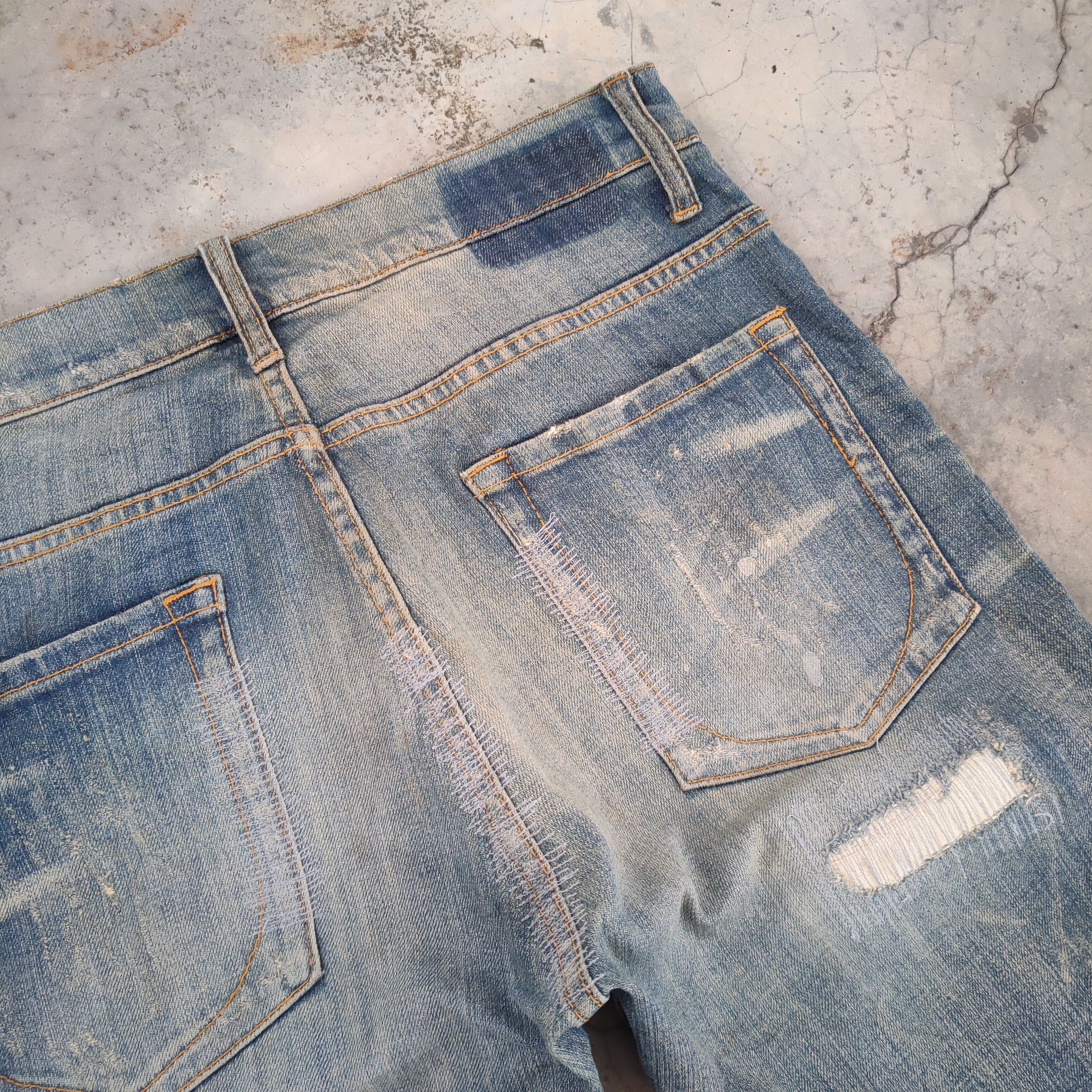 Japanese Brand W30 VINTAGE BIT BLUE SKINNY RIPPED JEANS DENIM PANTS Size US 30 / EU 46 - 13 Thumbnail
