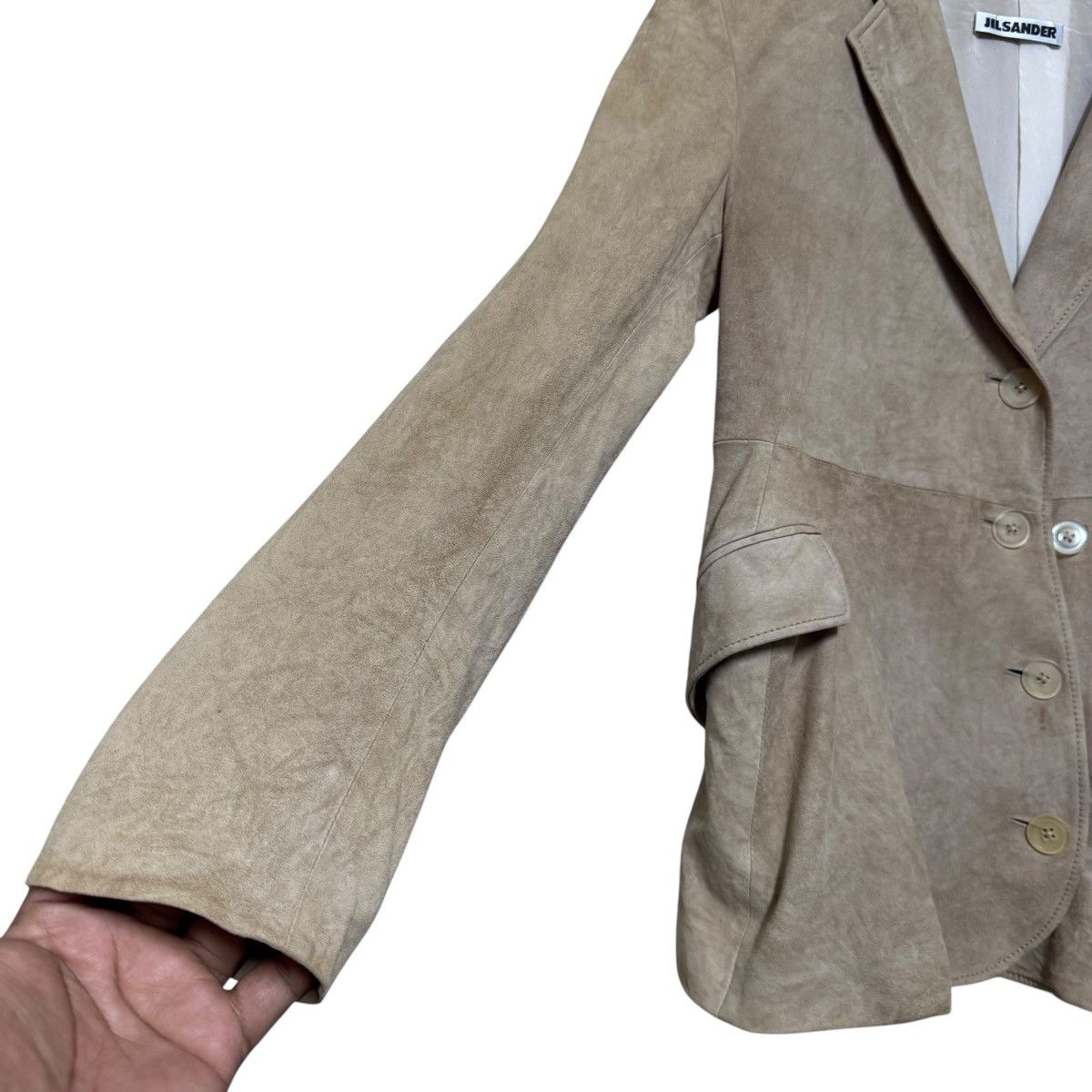 Jil Sander Jil Sander Suede Leather Blazer Jacket Beige Size XS / US 0-2 / IT 36-38 - 4 Thumbnail