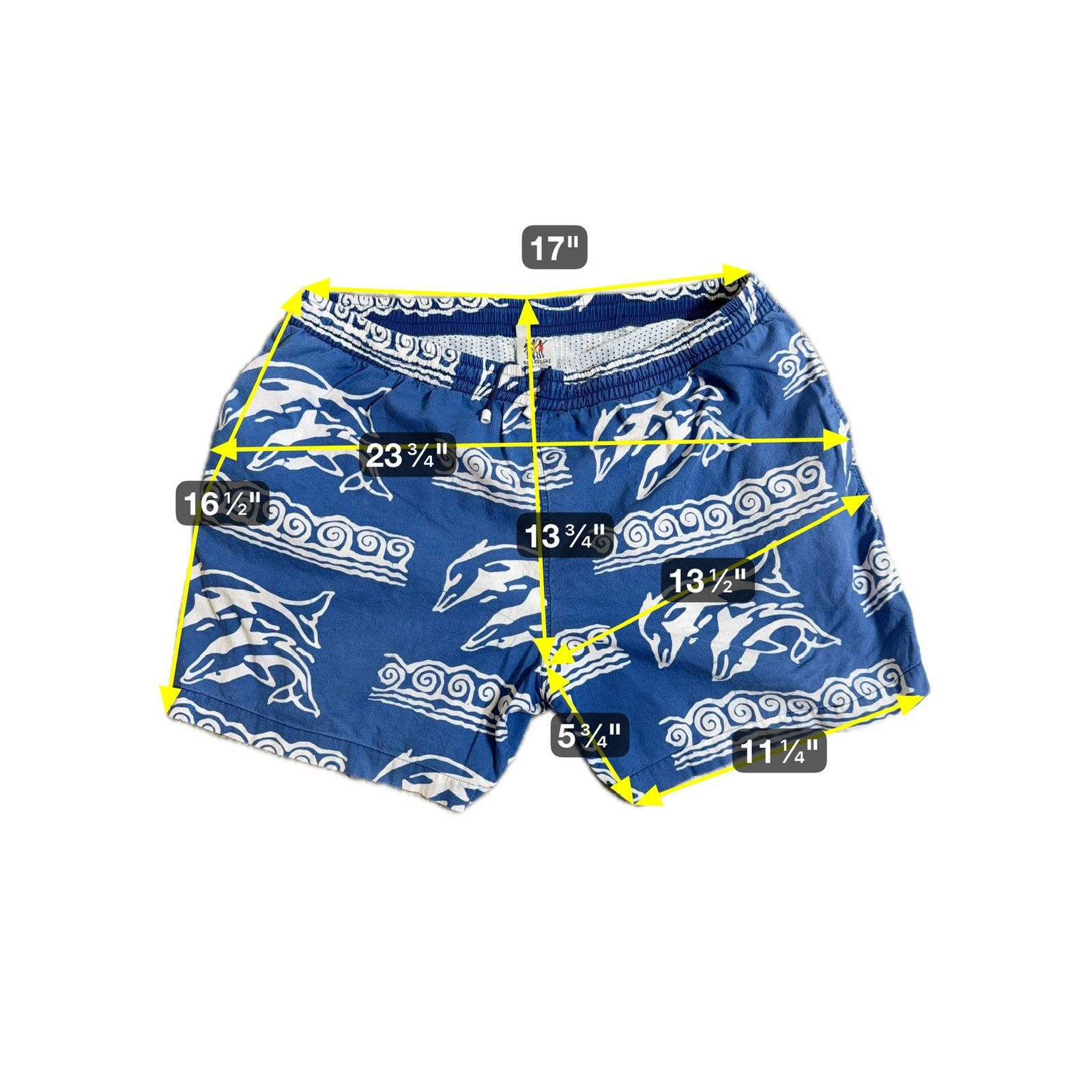 Vintage VTG Rum Reggae Dolphin Shorts 90s Blue Surf Swim Trunks XL Size US 36 / EU 52 - 2 Thumbnail