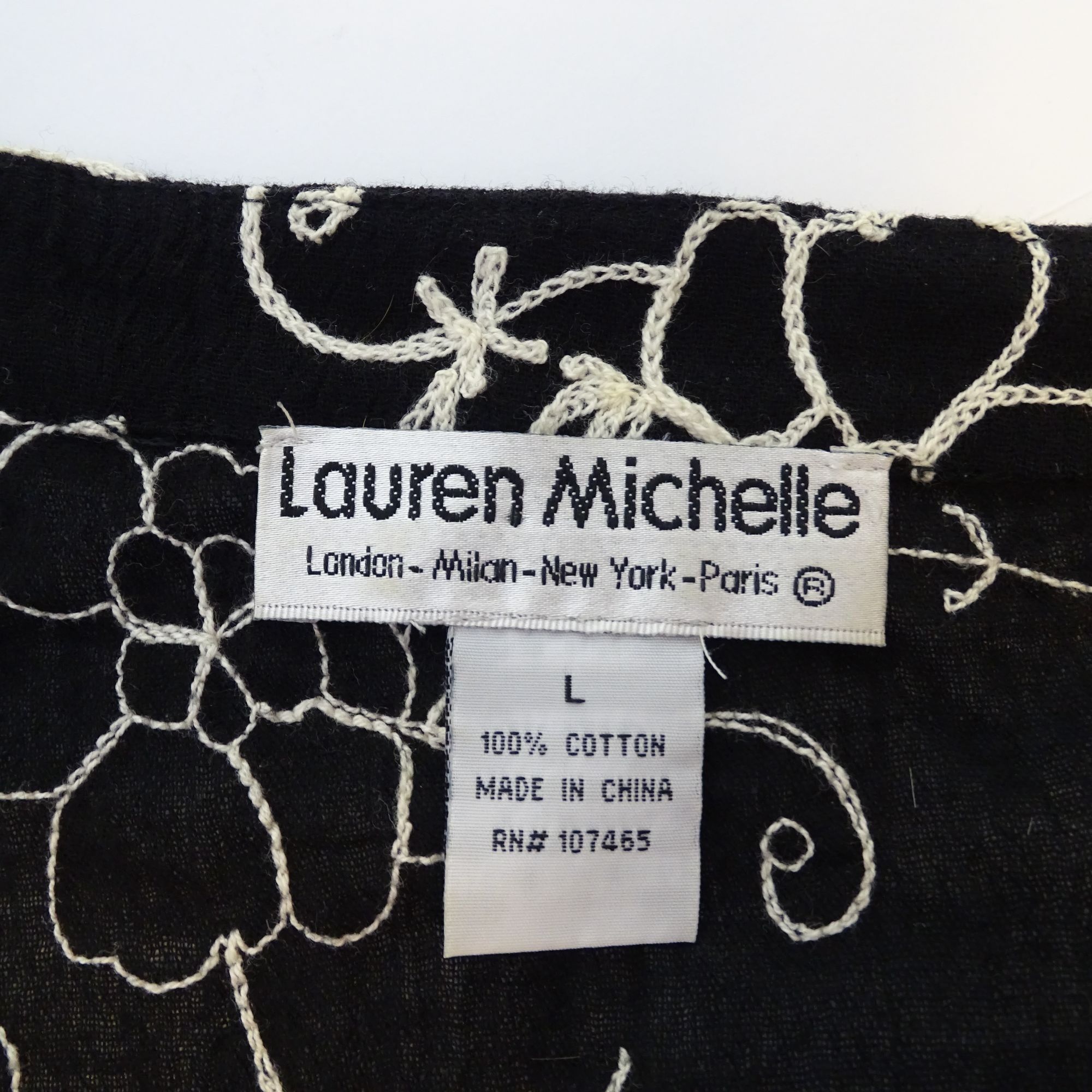 Other Lauren Michelle Black Embroidered Floral Tunic Top Size L Size L / US 10 / IT 46 - 6 Thumbnail