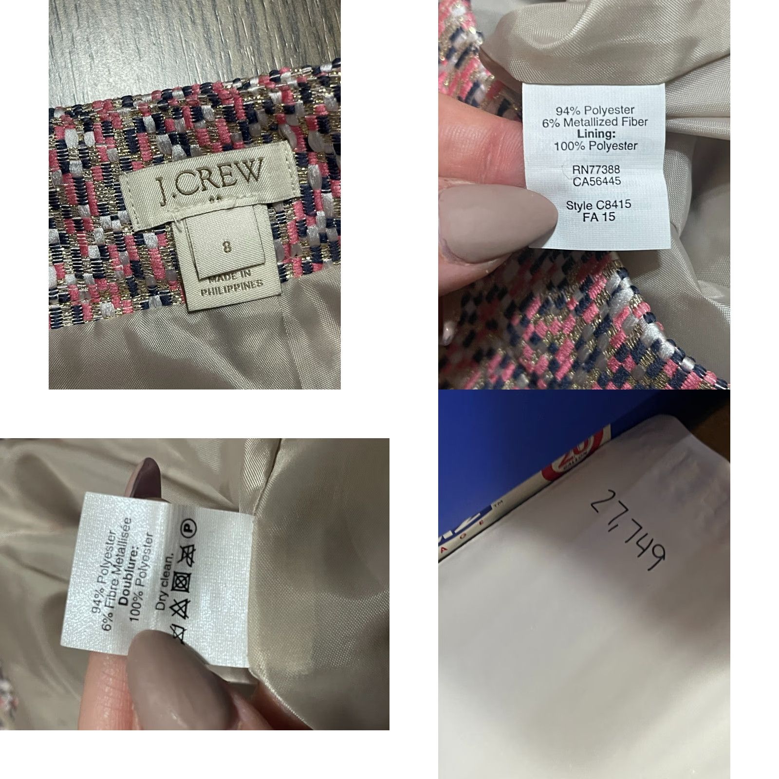 J.Crew **J.CREW Women's Size 8 Mini Tweed Skirt, Zip Back, Pink** User: **J.CREW Women's Size 8 Mini Skirt, Tweed, Zip Back, Pink** Size 30" / US 8 / IT 44 - 8 Thumbnail