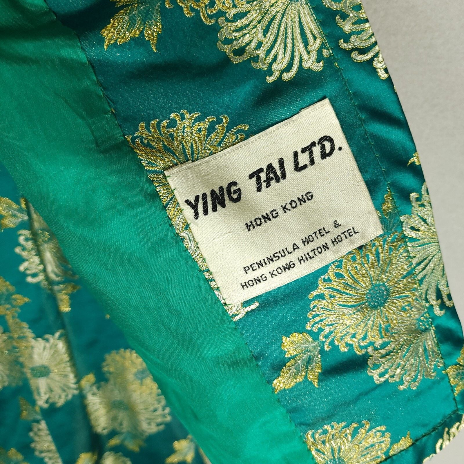 Vintage Ying Tai Ltd Green/Gold Chinese Floral Dress w/Jacket Size S / US 4 / IT 40 - 2 Thumbnail
