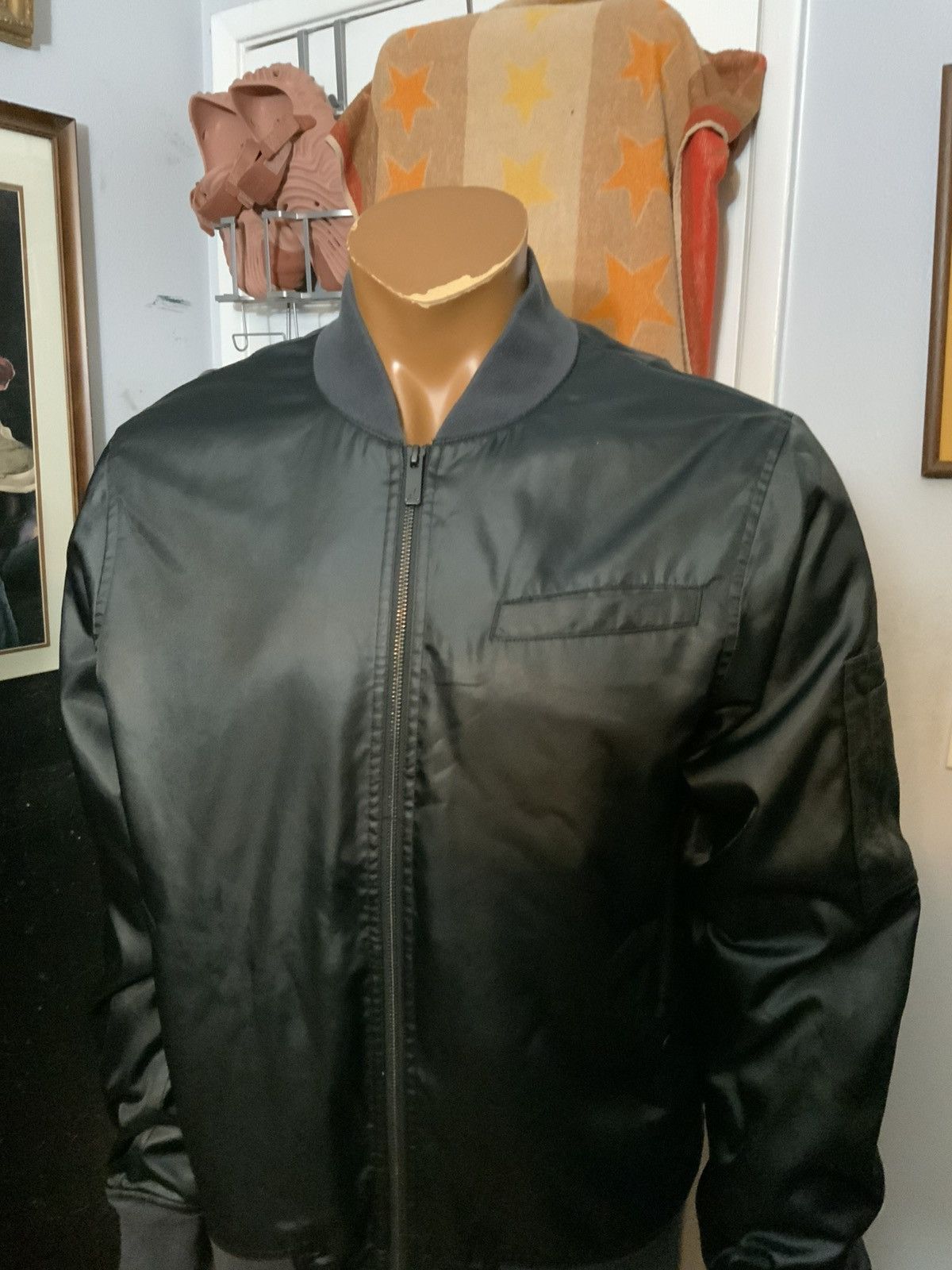 Jordan Brand Air Jordan Black Satin Retro Jumpman Logo Zip Bomber Jacket Size US L / EU 52-54 / 3 - 10 Thumbnail