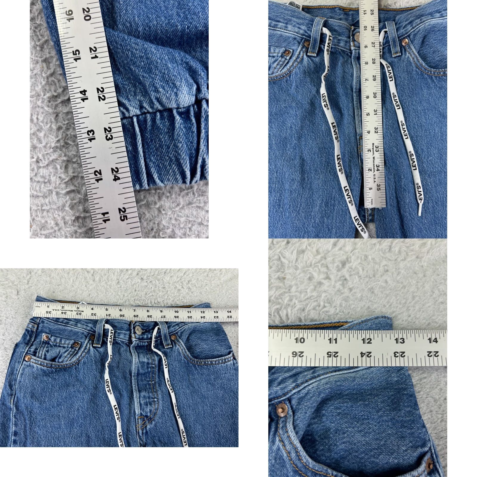 Levi's Levi's Jeans 501 Blue Denim Jeans Jogger 25x24 Regular 5-Pocket USA Button Drawstring Medium Wash Size US 26 / EU 42 - 9 Thumbnail