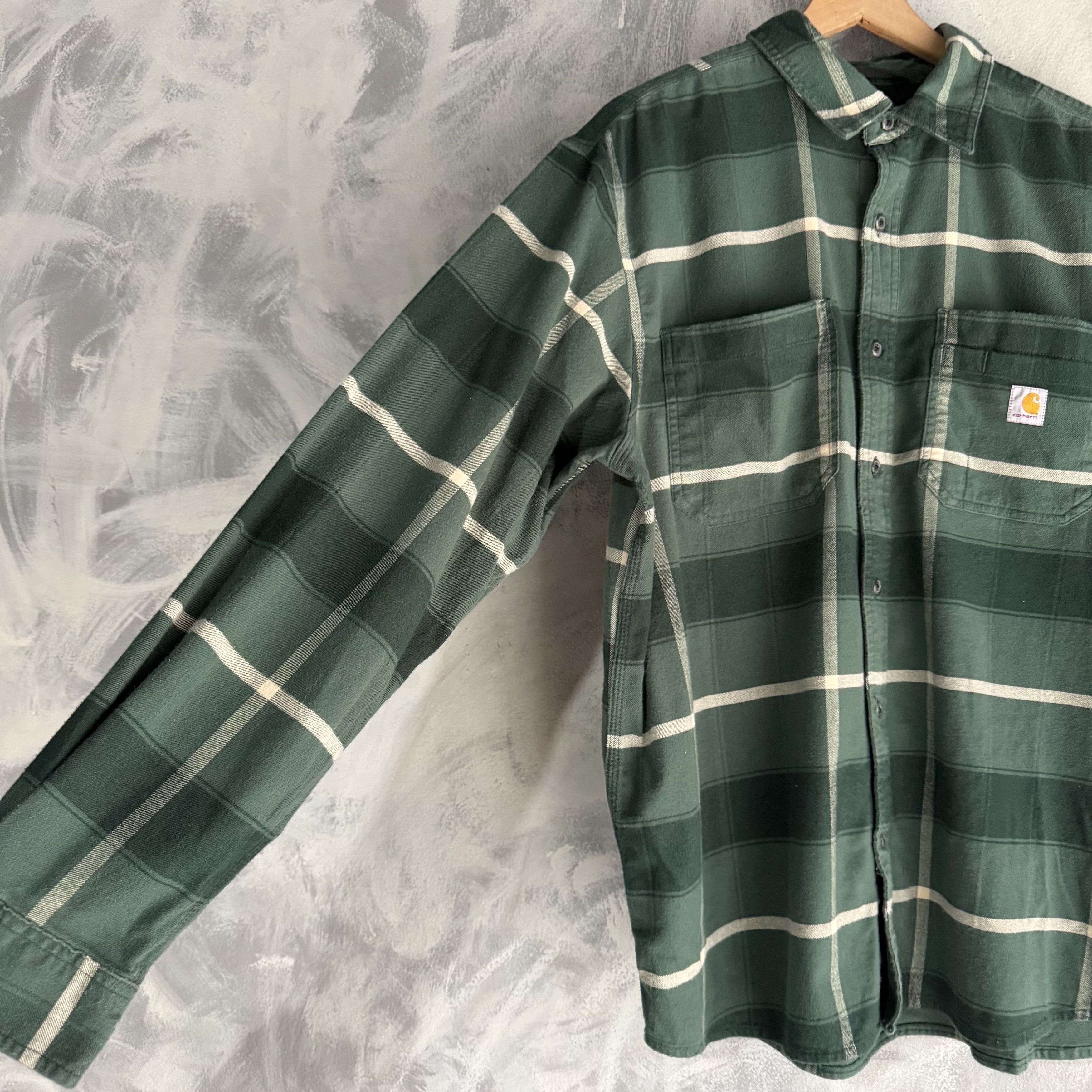 Carhartt Carhartt Shirt Green Black Plaid Flannel Relaxed Button Up Size US L / EU 52-54 / 3 - 3 Thumbnail