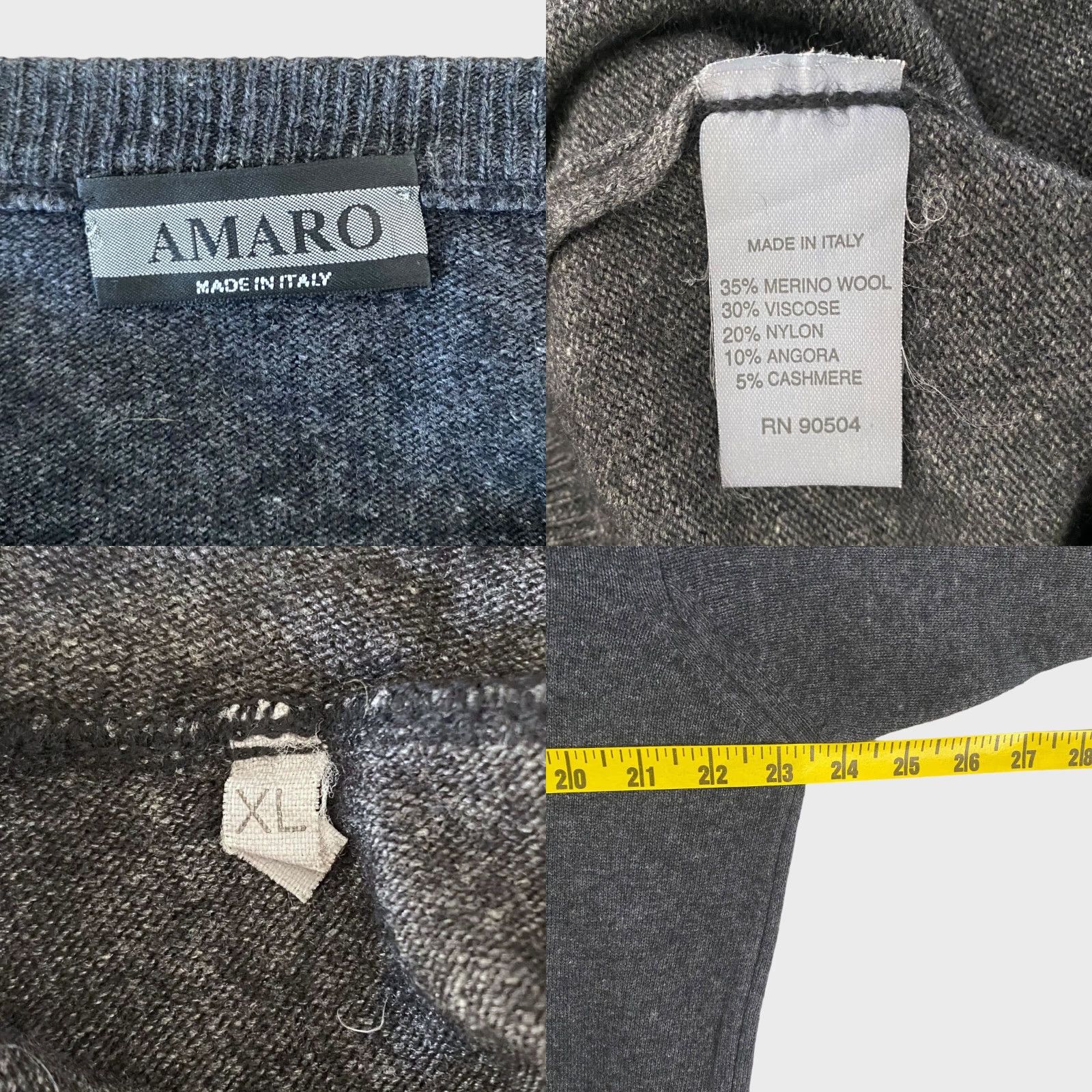 Vintage Amaro Italy Merino Wool Crewneck Sweater Gray Knit Long-Sleeve Pullover XL Men Size US XL / EU 56 / 4 - 8 Thumbnail