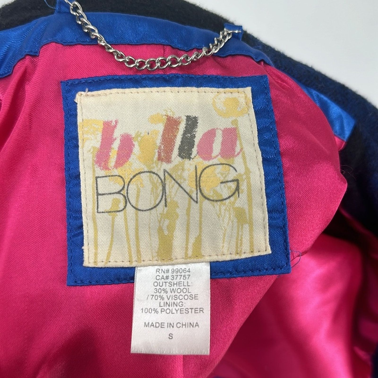 Billabong Women’s Billabong Coat Wool Blend Blue Buffalo Check Small Size S / US 4 / IT 40 - 3 Thumbnail
