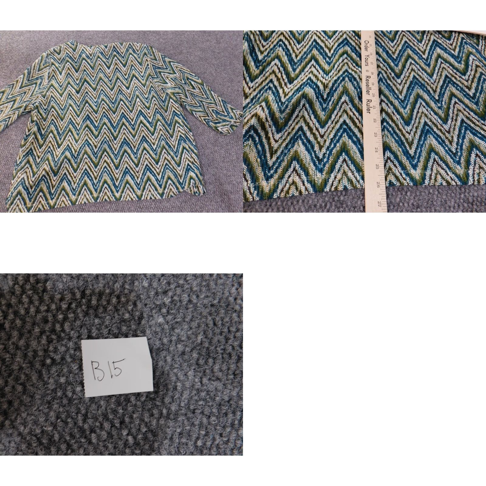 Vintage Alfred Dunner Blouse Shirt Womens 2X Green Geometric Open Rhinestone Classic Knit Polyester Spandex Crew Neck Long Sleeve Pullover Casual Plus Size Size XXL / US 16-18 / IT 52-54 - 8 Thumbnail
