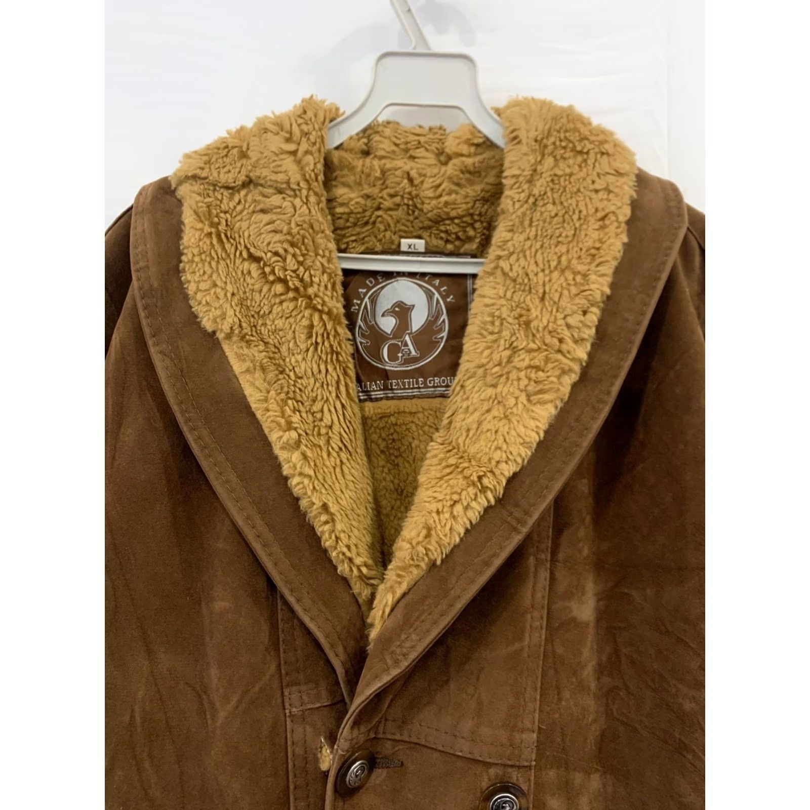 Vintage VINTAGE Shearling Leather Coat XL Brown Made In Italy Sherpa Lined Jacket Men Overcoat 54 Chest XL Brown Western Ranch Style Mens Size US XL / EU 56 / 4 - 2 Thumbnail
