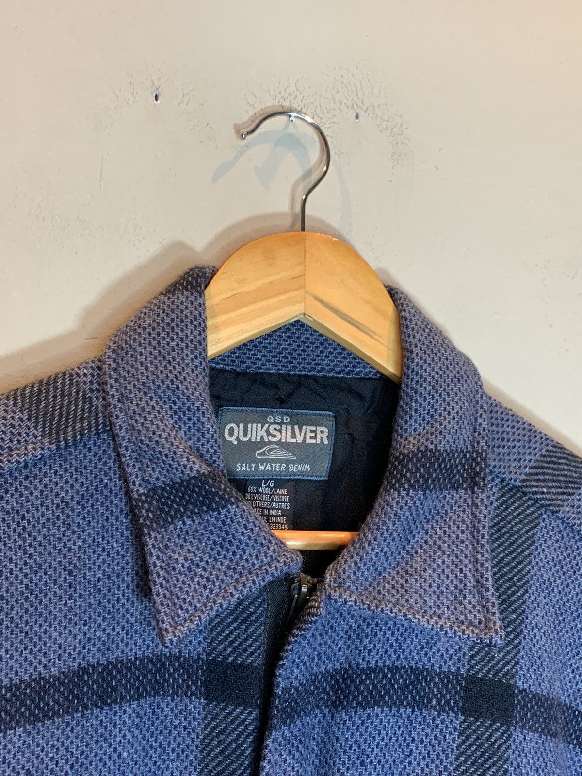Quiksilver *RARE* Vintage 1990 Quiksilver QSD Plaid Wool Blend Zip Coat Size US L / EU 52-54 / 3 - 5 Thumbnail