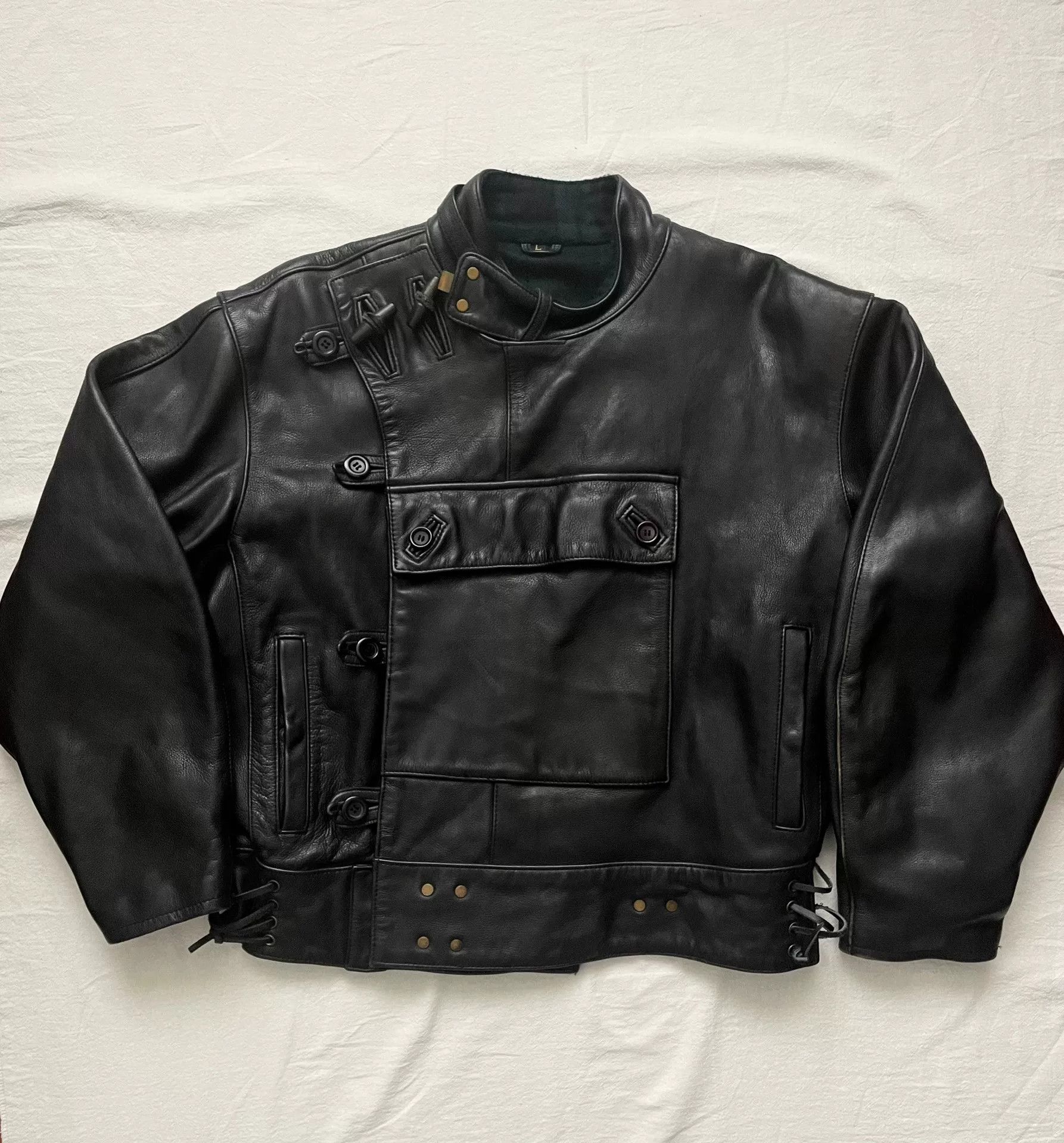 Vintage Vintage Swedish Military Leather Motorcycle Jacket Size US M / EU 48-50 / 2 - 1 Thumbnail