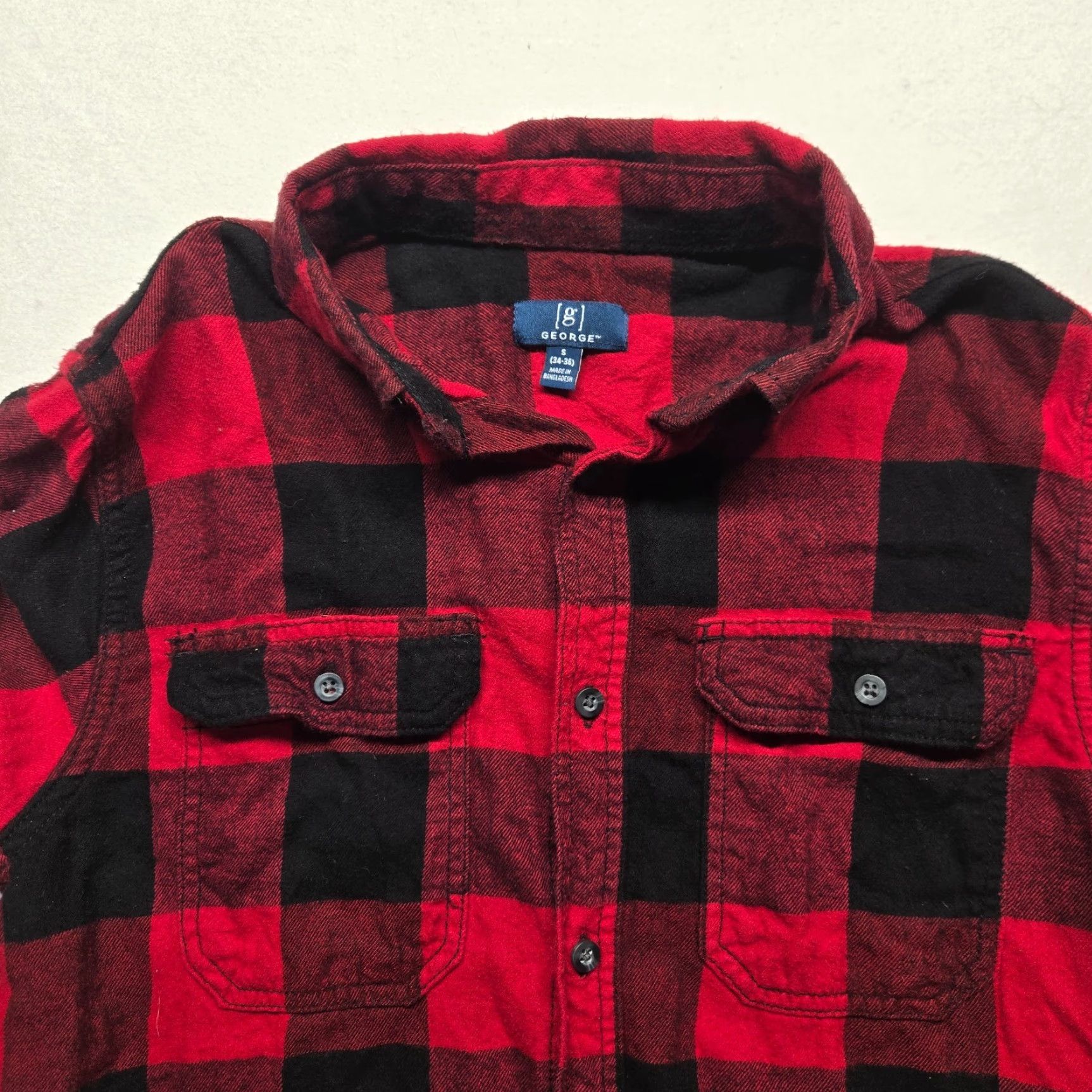 George George Button Down Shirt Casual Long Sleeve Flannel Plaid Red S Mens Size US S / EU 44-46 / 1 - 2 Thumbnail