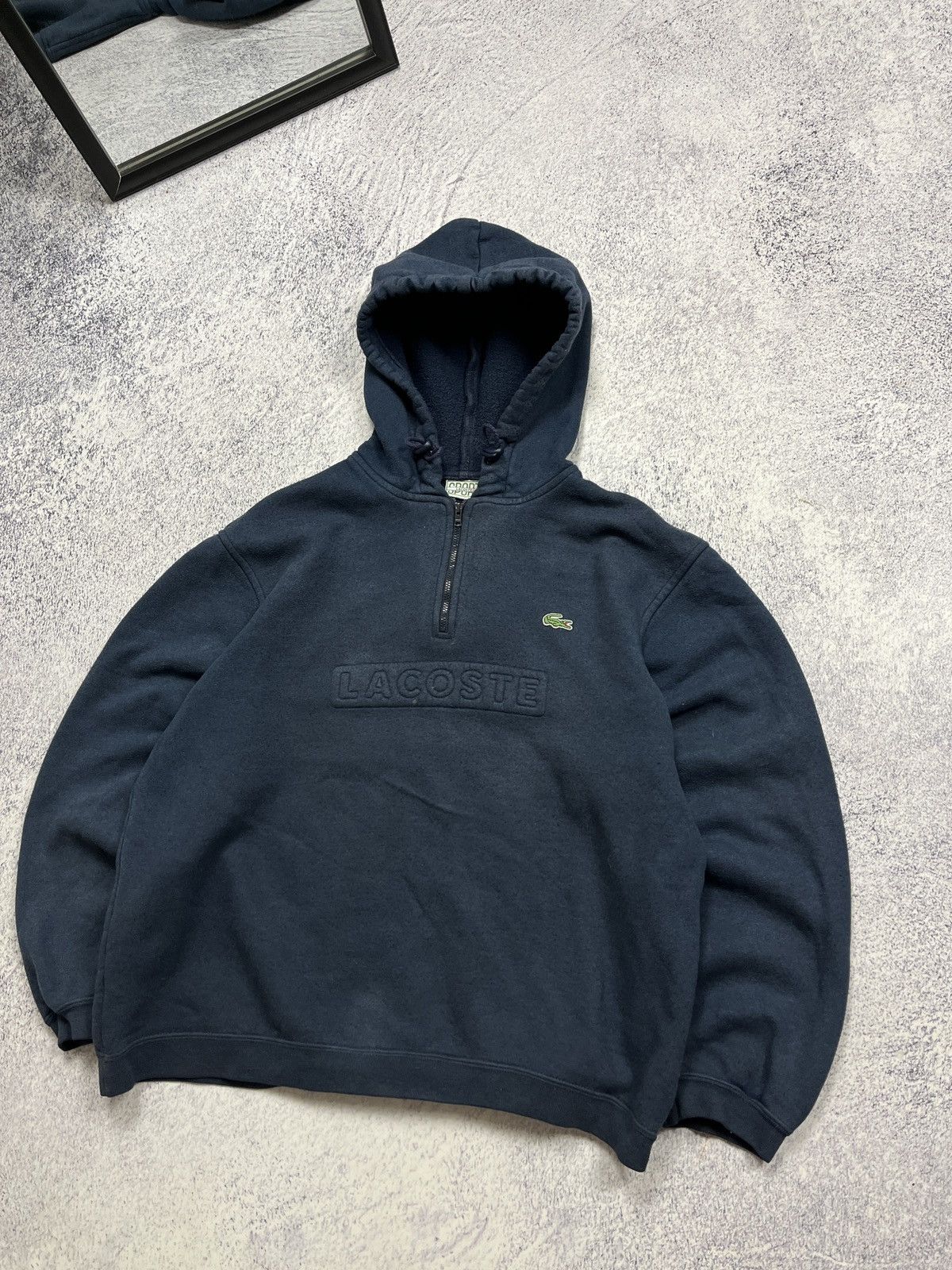 Lacoste × Vintage Vintage Lacoste 1/4 Zip Hoodie Faded Big Logo Y2K Size US S / EU 44-46 / 1 - 3 Thumbnail
