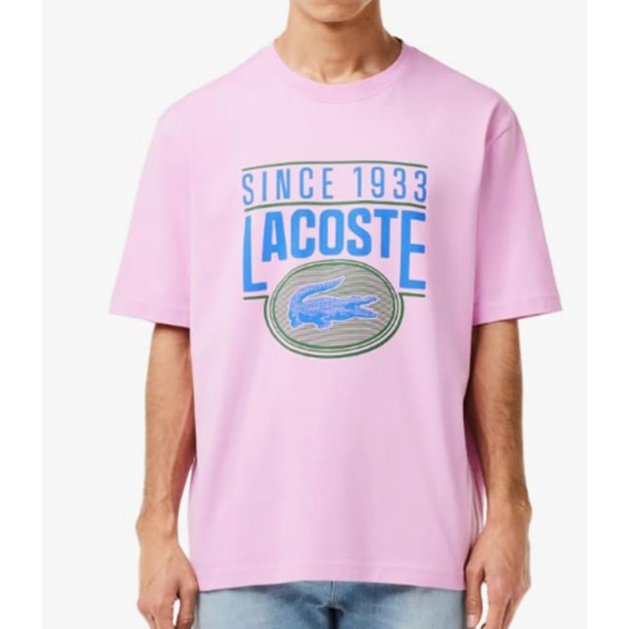 Lacoste Lacoste Men's Loose Fit Front Croc Graphic T-Shirt Gelato XL Size US XL / EU 56 / 4 - 1 Thumbnail