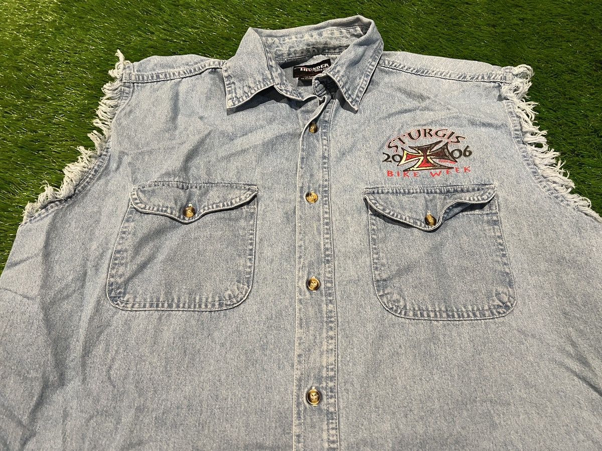 Vintage Thunder Threads Sturgis Bike Week 2006 Denim Button Cut Off Size US XL / EU 56 / 4 - 3 Thumbnail