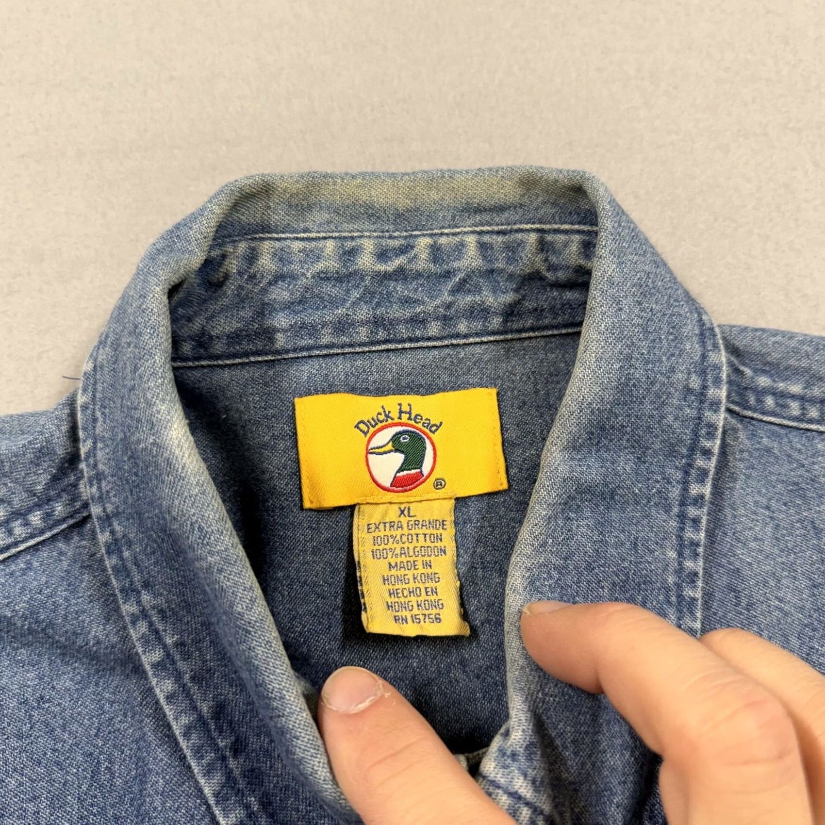 Vintage VINTAGE Duck Head Shirt Mens XL Blue Denim Long Sleeve Button Up Embroidered Size US XL / EU 56 / 4 - 3 Thumbnail