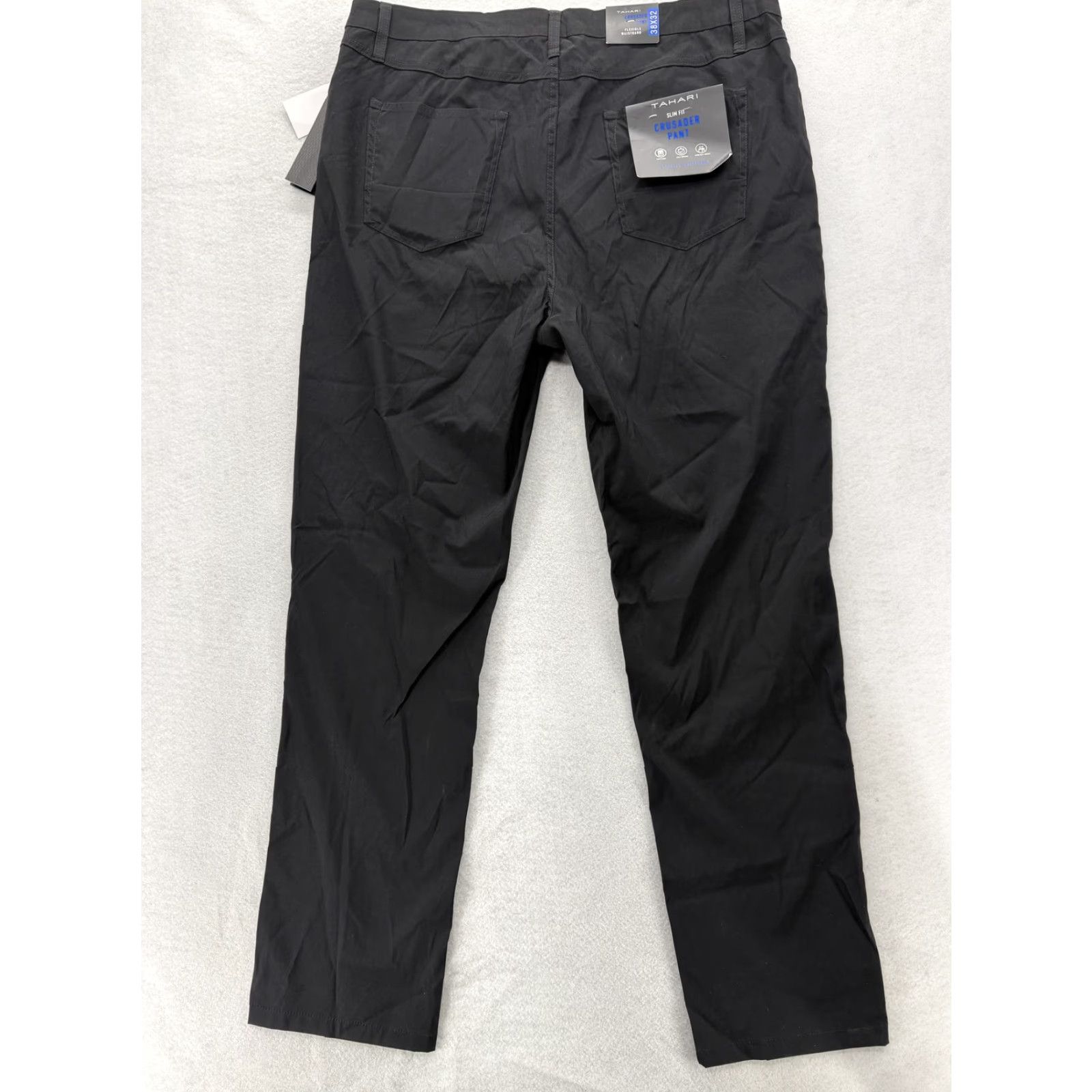 Vintage Tahari Crusader Pants Mens 38x32 Black Slim Fit Travel 5-Pocket NWT Nylon Spandex Flat Front Zip Size US 38 / EU 54 - 3 Thumbnail