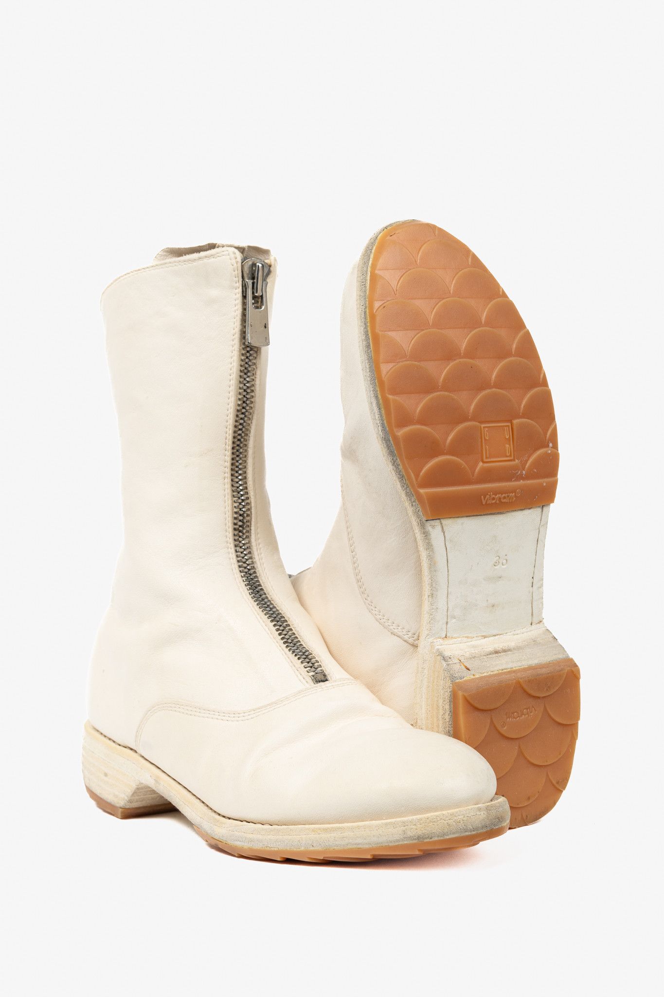 Guidi Guidi 310 White Front-Zip Calf-Length Army Boots Size US 5.5 / IT 35.5 - 4 Thumbnail