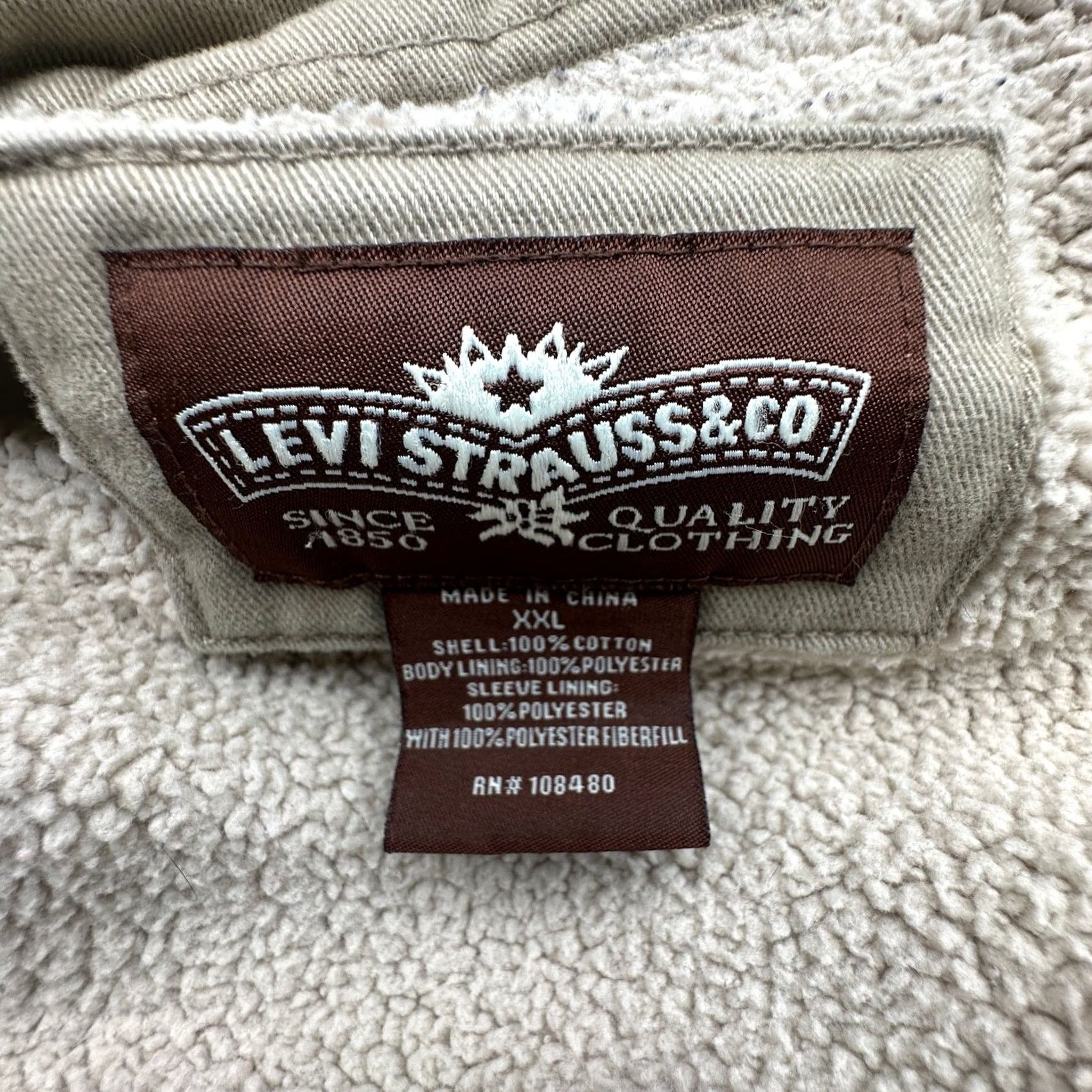 Levi's Levi's Button Twill Sherpa Fleece Lined Shirt Men 2XL Beige Long Sleeve Shacket Size US XXL / EU 58 / 5 - 3 Thumbnail