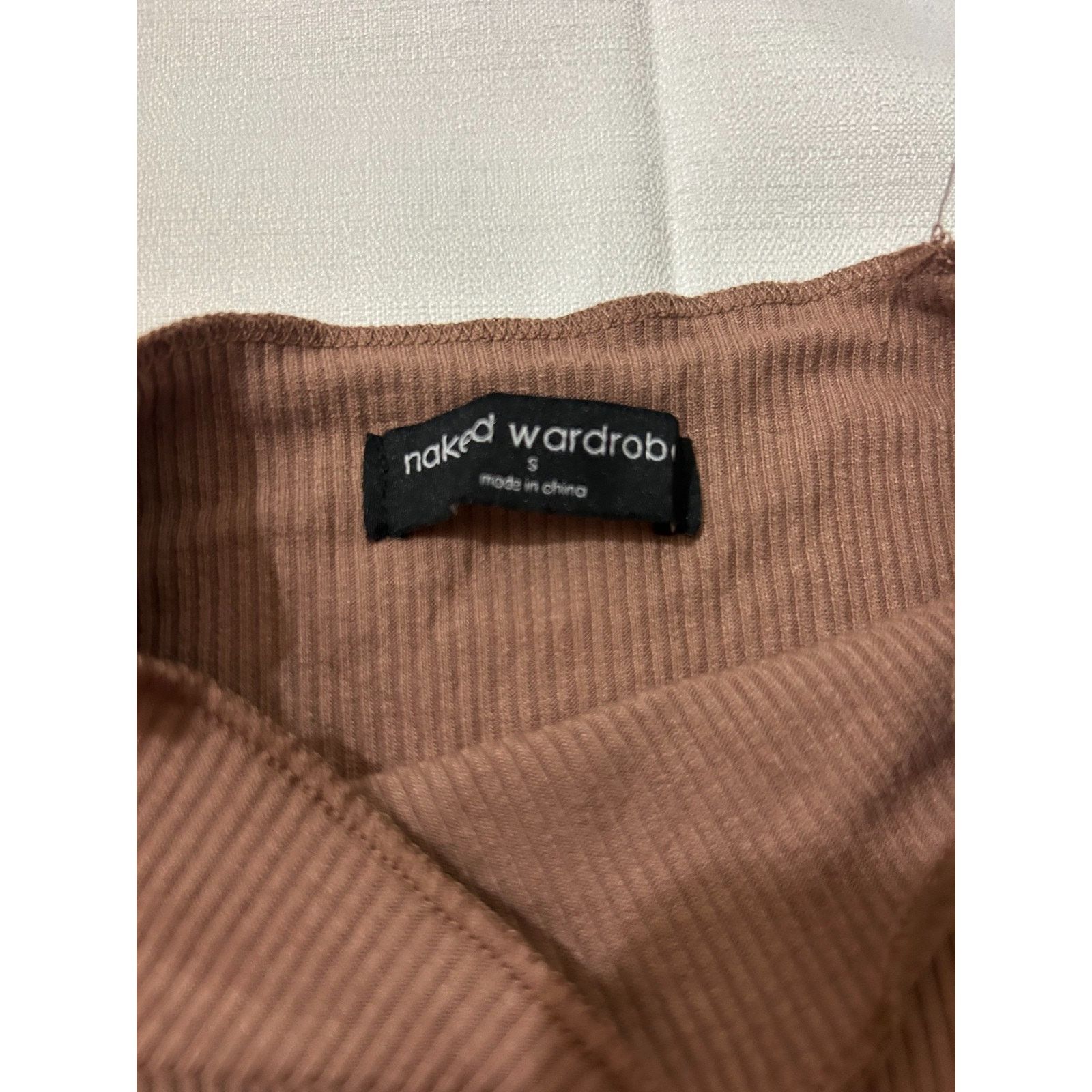 Other NWOT-Women's Naked Wardrobe Ribbed Knit Mini Dress Brown-S Size S / US 4 / IT 40 - 3 Thumbnail