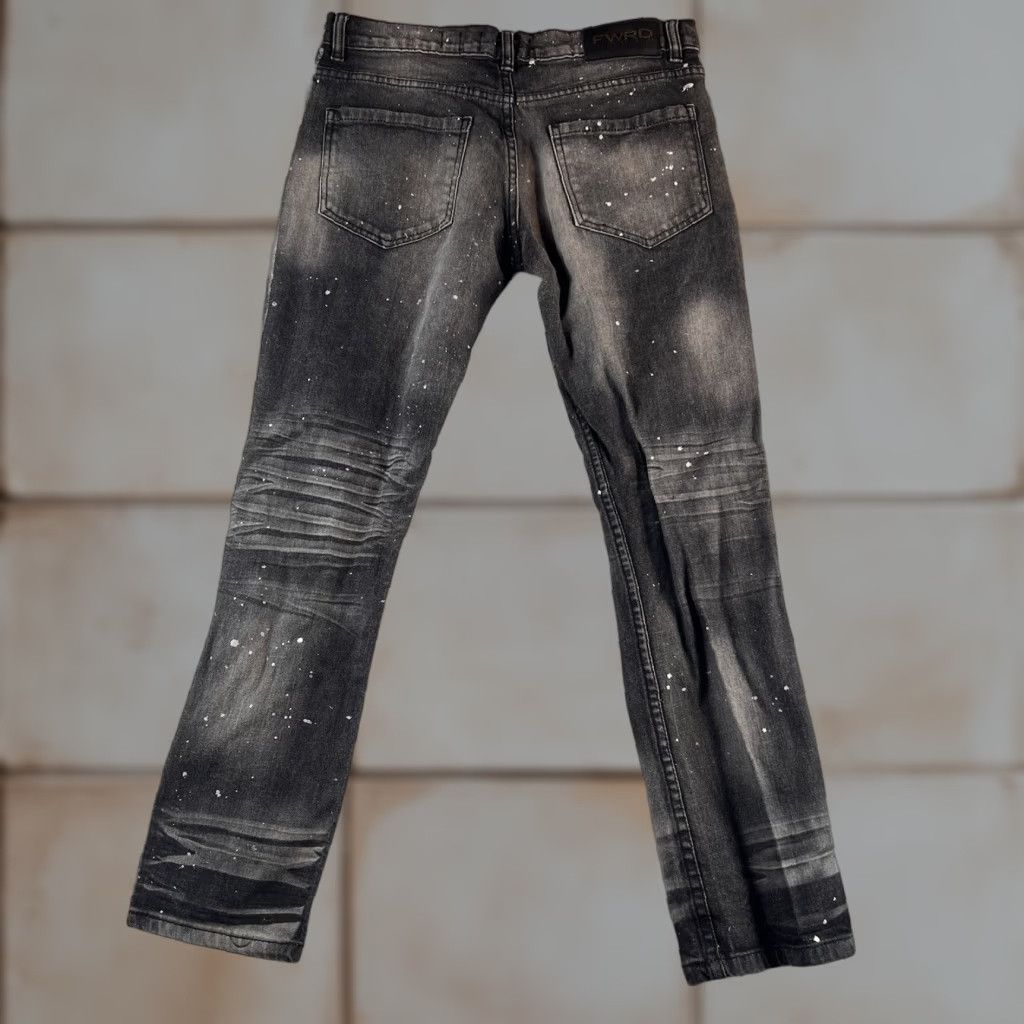 Vintage FWRD Jeans Womens 16 Black White Paint Striped Spot Fade Edgy Rock City Jeans Straight Womens 16 White Rock Spring Summer Winter Fall Size 38" / US 16 / IT 52 - 1 Thumbnail