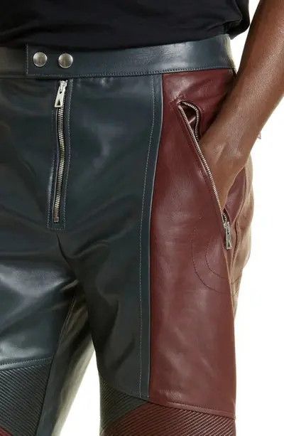 Bottega Veneta o1s1rm1125 Leather Biker Pants in Merlot / Graphite Size US 34 / EU 50 - 5 Thumbnail