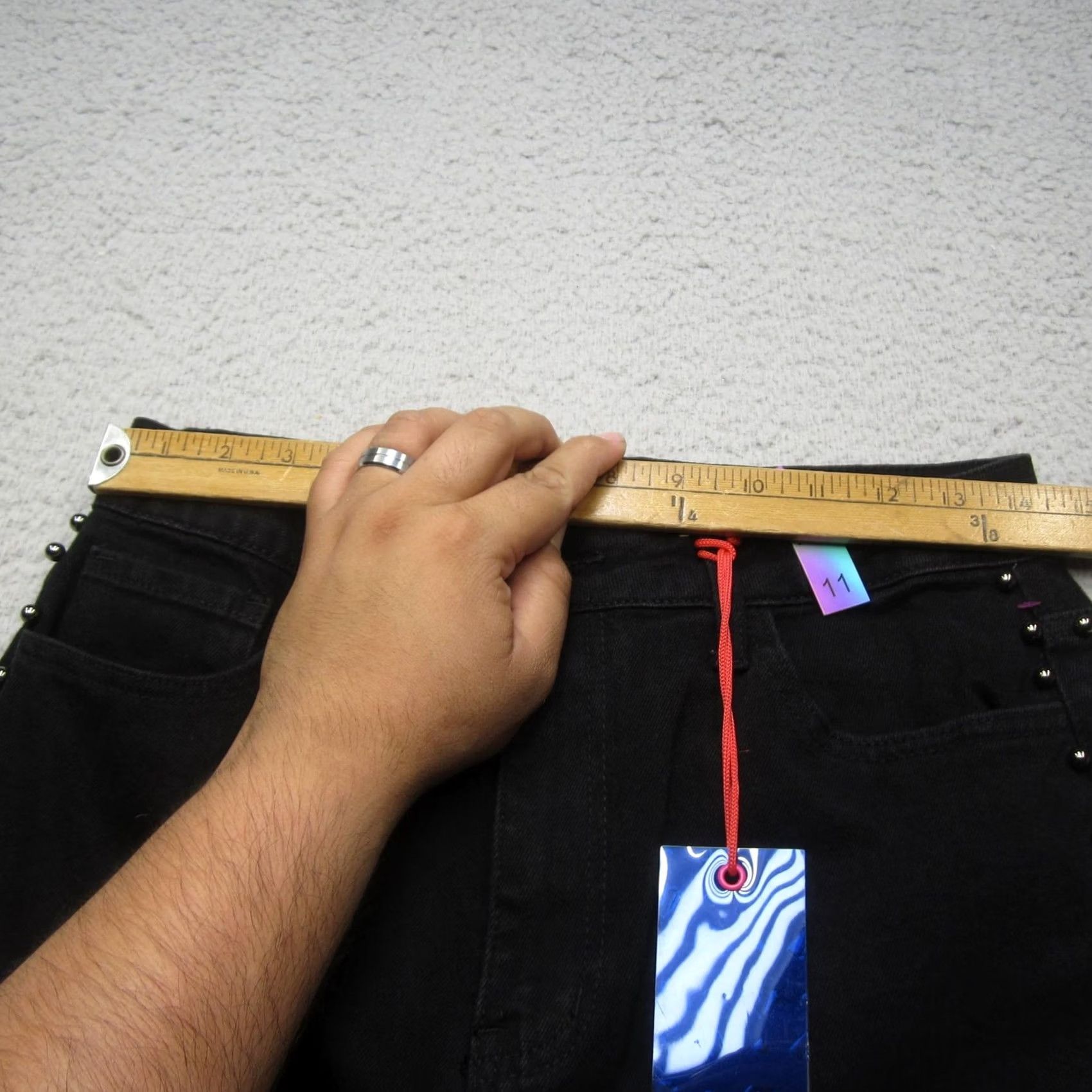 Vintage VINTAGE VBRT Vibrant Miu Cargo Jeans Womens 11 Black Studded Wide Leg High Rise Denim Size 32" / US 10 / IT 46 - 3 Thumbnail
