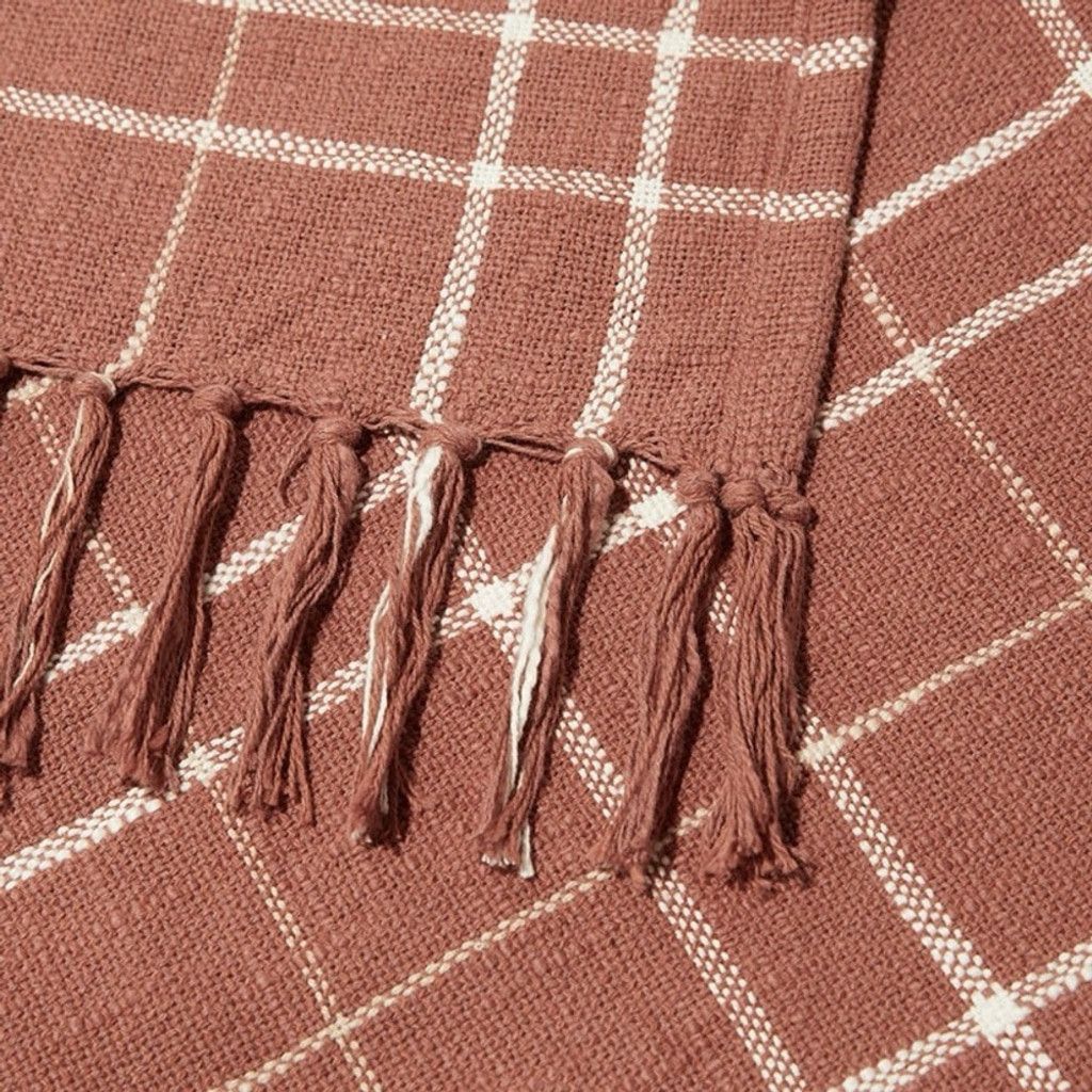 Other LITTLE KORBOOSE Woven Throw Blanket - Rust Size ONE SIZE - 4 Thumbnail