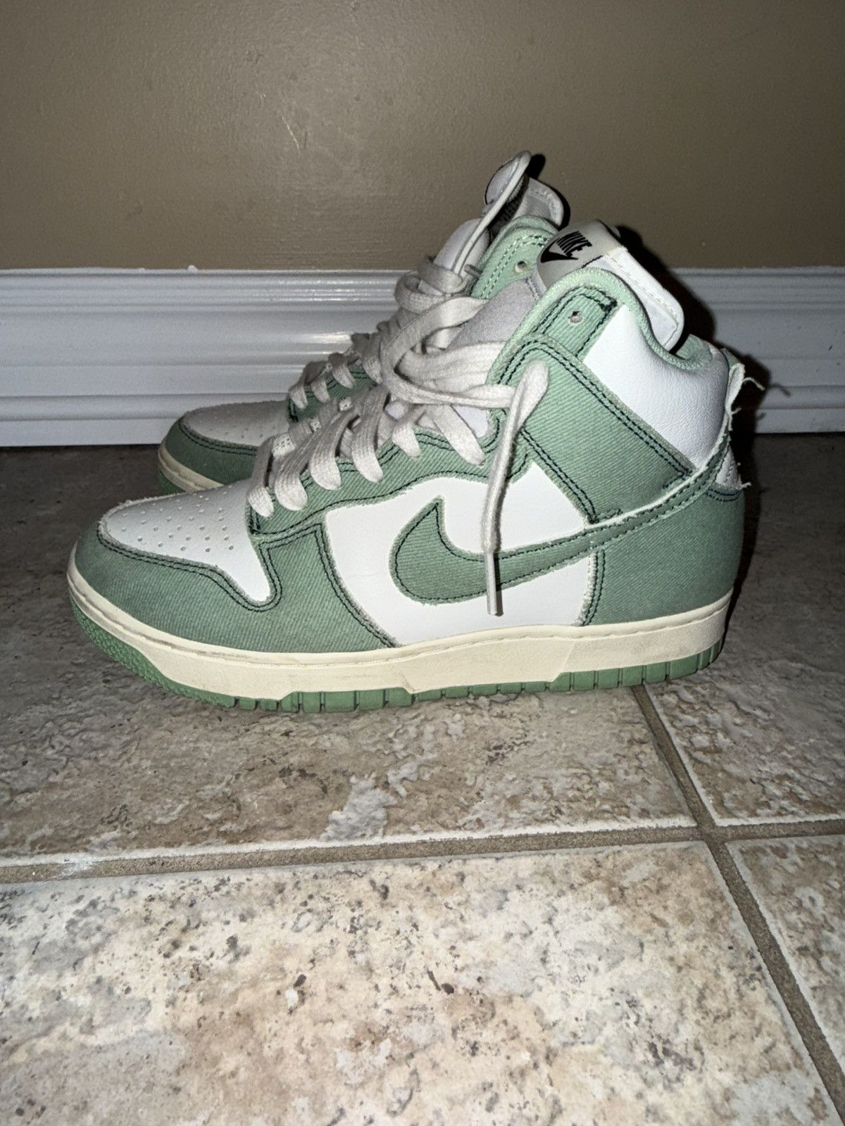 Nike 1985 Enamel Green Denim Dunks Size US 7.5 / IT 37.5 - 1 Thumbnail