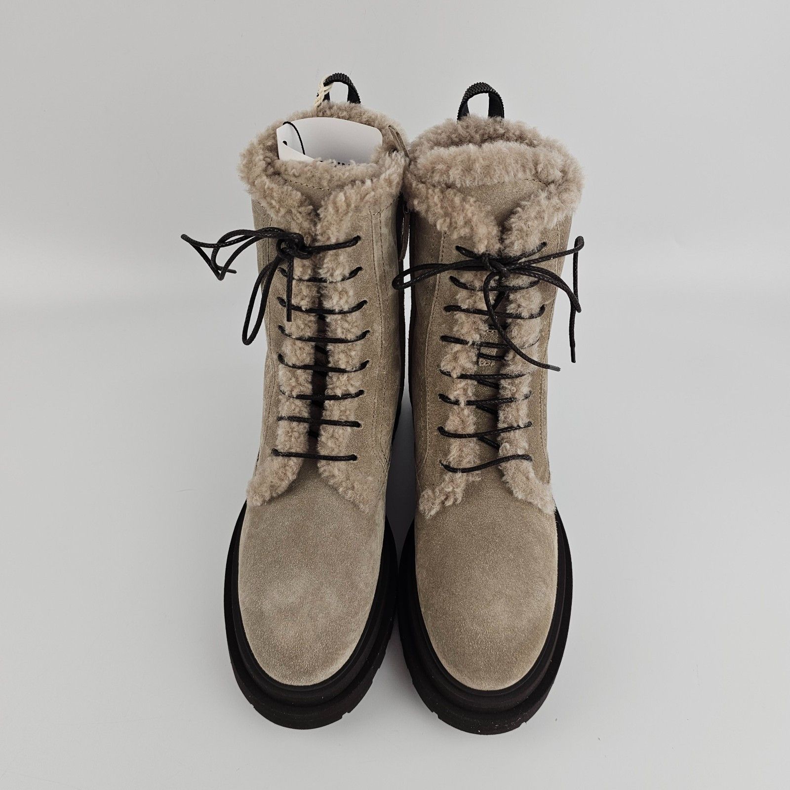Brunello Cucinelli B. Cucinelli Monile Gray Suede Combat Boots N&A Size US 6 / IT 36 - 7 Thumbnail