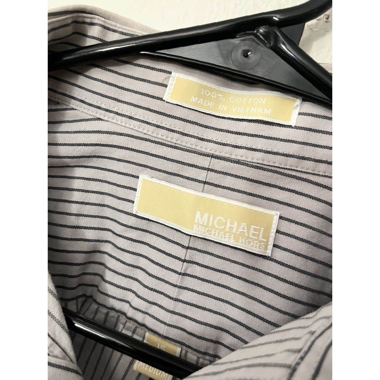 Michael Kors Michael Kors Dress Shirt Striped Gray 15-32/33 Button Shirt 100% Cotton Size 40R - 3 Thumbnail