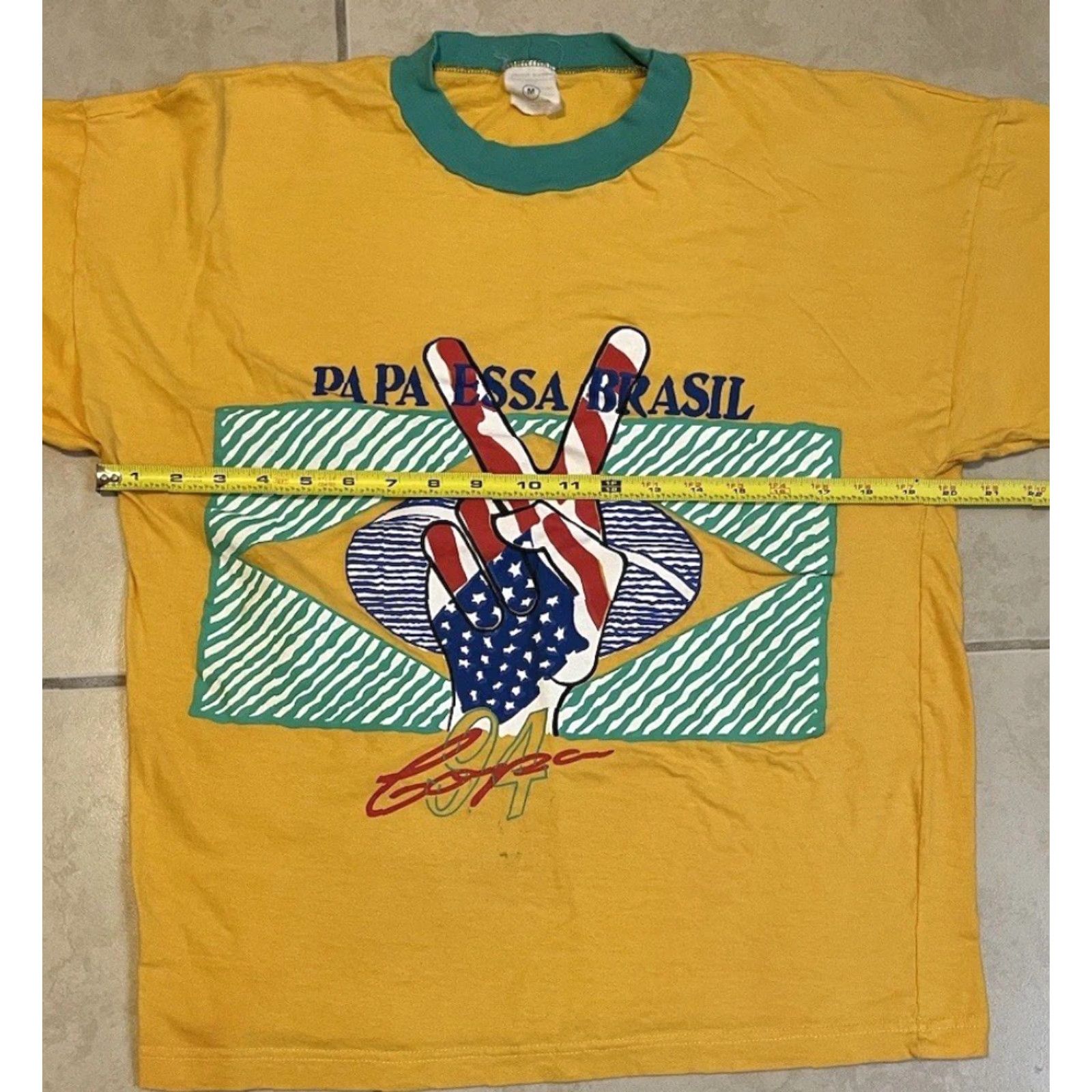 Vintage Vtg 90s Brazil Copa 1994 World Cup Peace Shirt S FIFA Soccer Hippie Flag Grunge Size US S / EU 44-46 / 1 - 6 Thumbnail