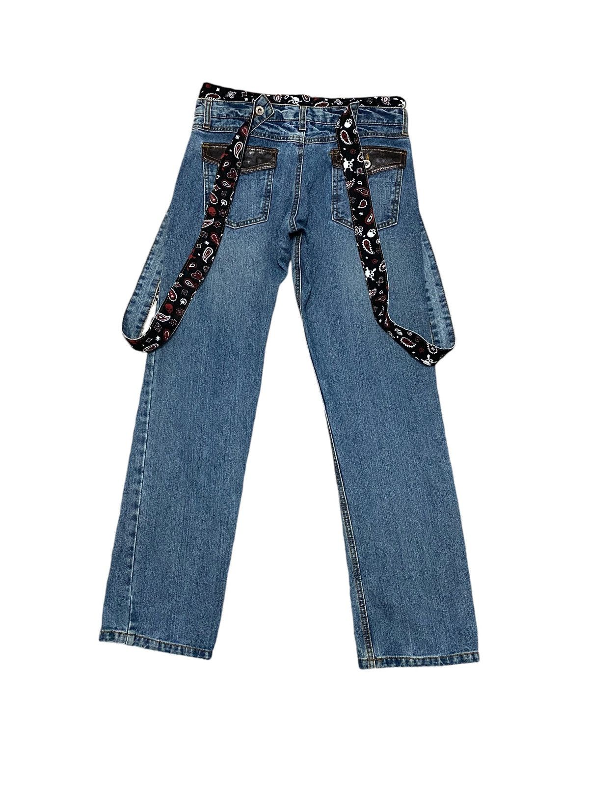 Designer Streetwear X japanese brand Double waist jeans Size US 31 - 4 Thumbnail