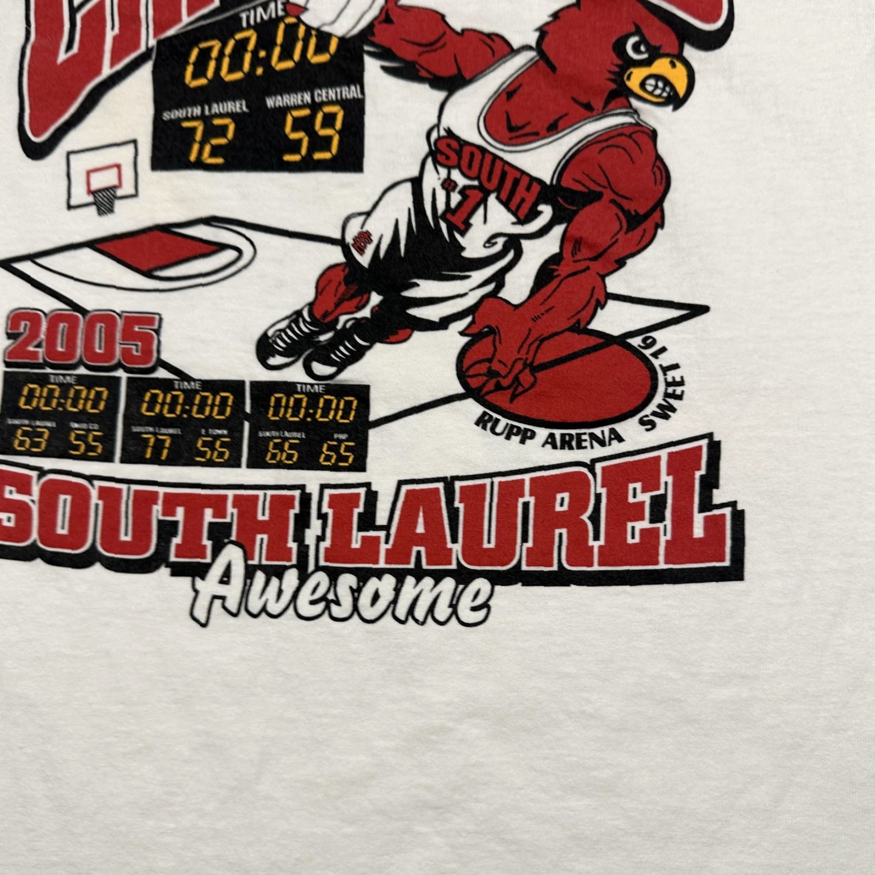 Jerzees VINTAGE South Laurel State Champs Shirt Mens M White Graphic Print 2005 Kentucky State Champions Basketball Size US M / EU 48-50 / 2 - 7 Thumbnail