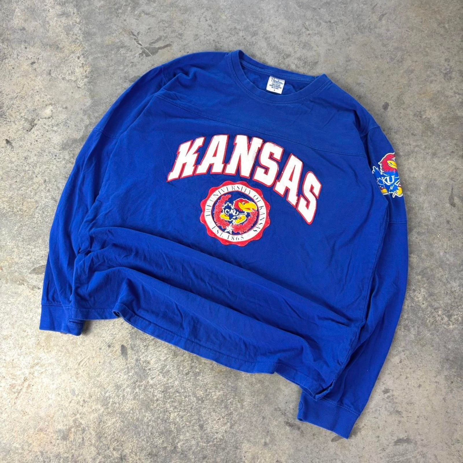 Vintage 90s Kansas University T-shirt Size US L / EU 52-54 / 3 - 1 Thumbnail