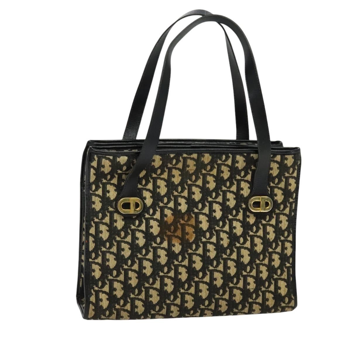 DIOR Trotter Canvas Shoulder Bag Black Gold