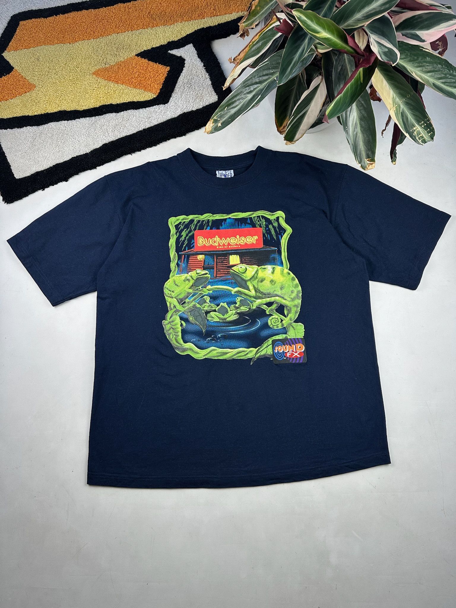 Pre-owned Vintage Budweiser Beer T-shirt 90's Heavy Cotton In Black