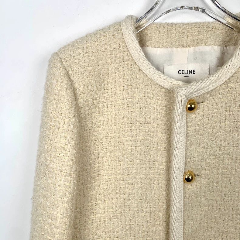 Celine Celine Yellow Button Cashmere Weave Jacket Size US M / EU 48-50 / 2 - 3 Thumbnail