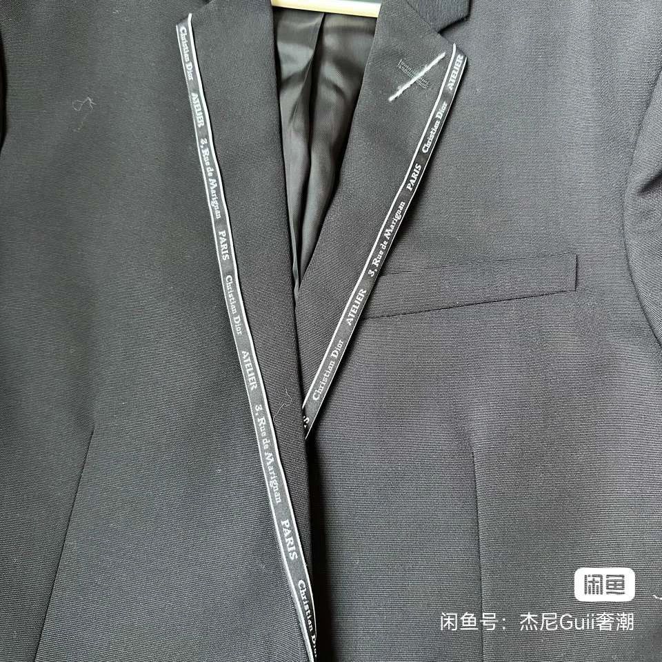 Dior DIOR HOMME Black Wool Stripe Logo Blazer 48 Size 48R - 3 Thumbnail
