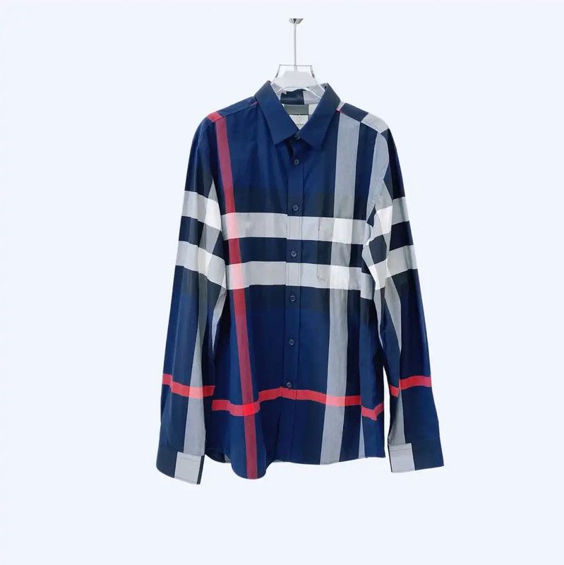 Burberry Burberry Blue Cotton Long Sleeve Men's Shirt Size US L / EU 52-54 / 3 - 1 Thumbnail