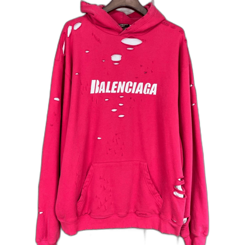 Balenciaga Balenciaga Distressed Lettered Hoodie in Pink Size US XS / EU 42 / 0 - 1 Thumbnail